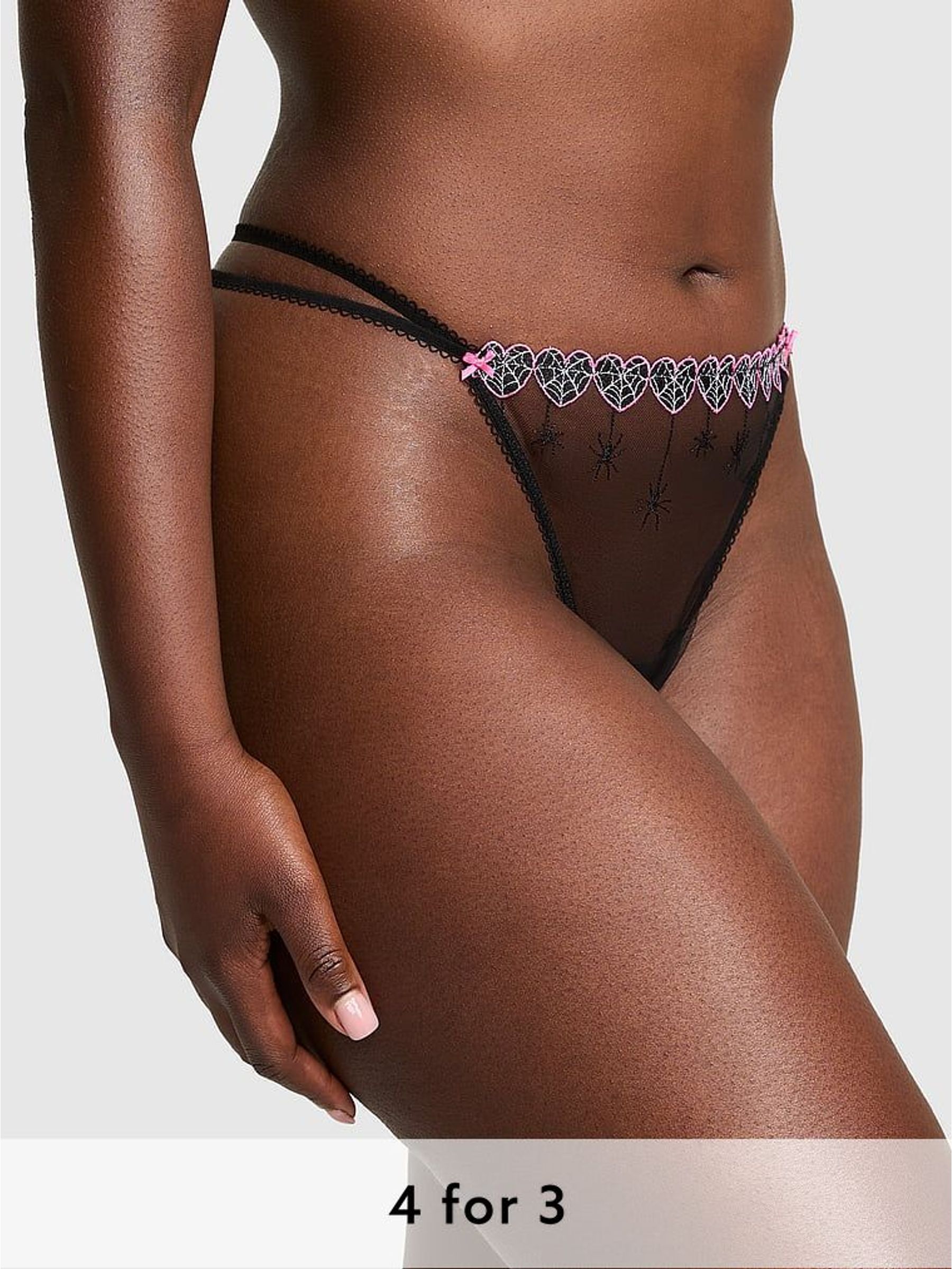Black G-String Spider Web Embroidery Knickers (H45981) | £9