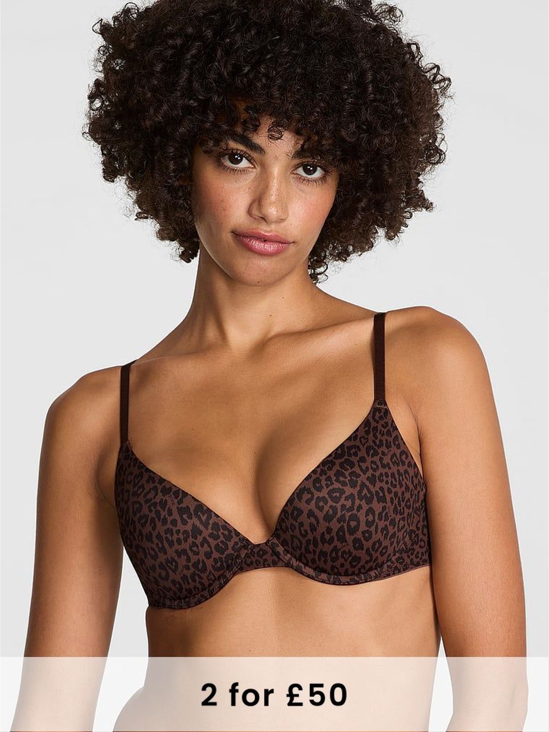 Leopard Print Brown Push Up Bra (H46005) | £29