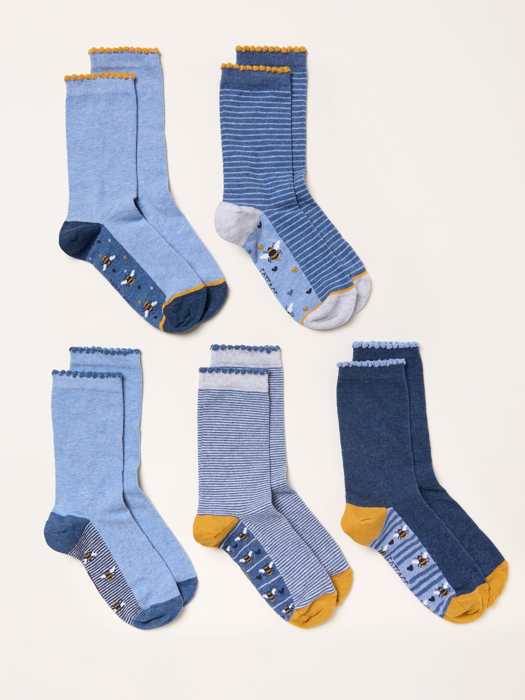 Blue 5 Pairs of Bee Socks (H46764) | £20