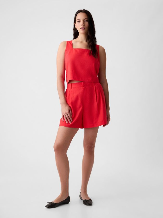 Red 4" Linen Cotton Everyday Shorts (H47810) | £13