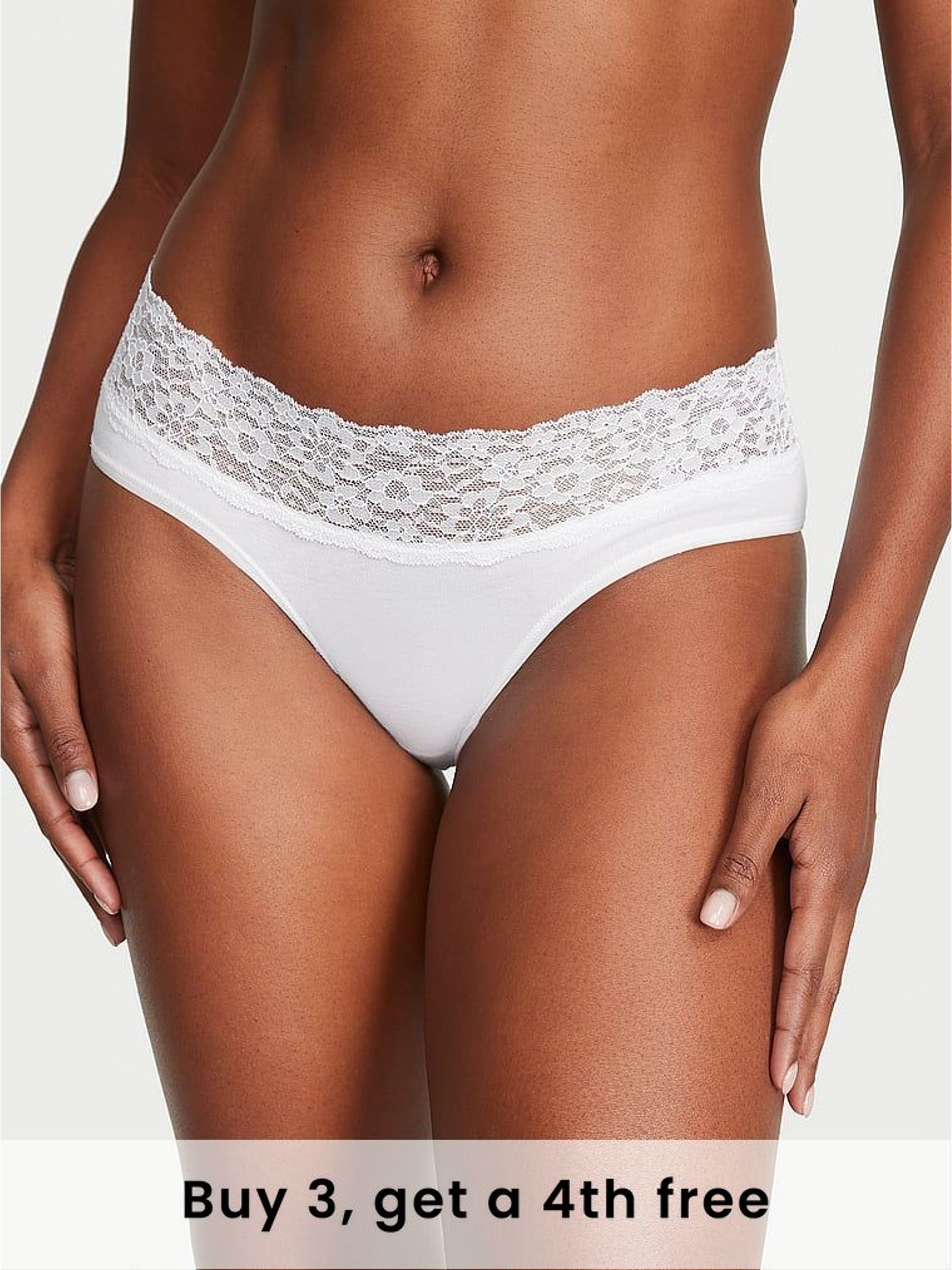 White Hipster Lace Waist Knickers (H47961) | £9
