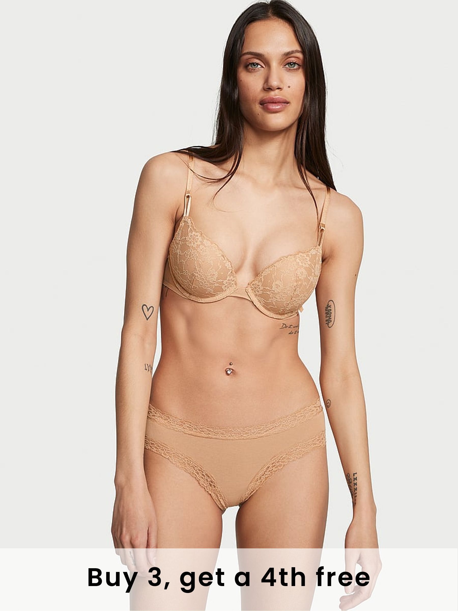 Praline Nude Cheeky Cotton Lace Trim Knickers (H47975) | £9