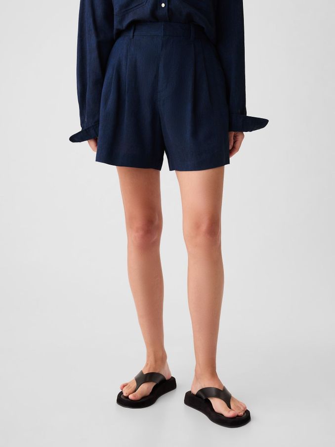 Navy/Blue 4" Linen Cotton Everyday Shorts (H48619) | £18
