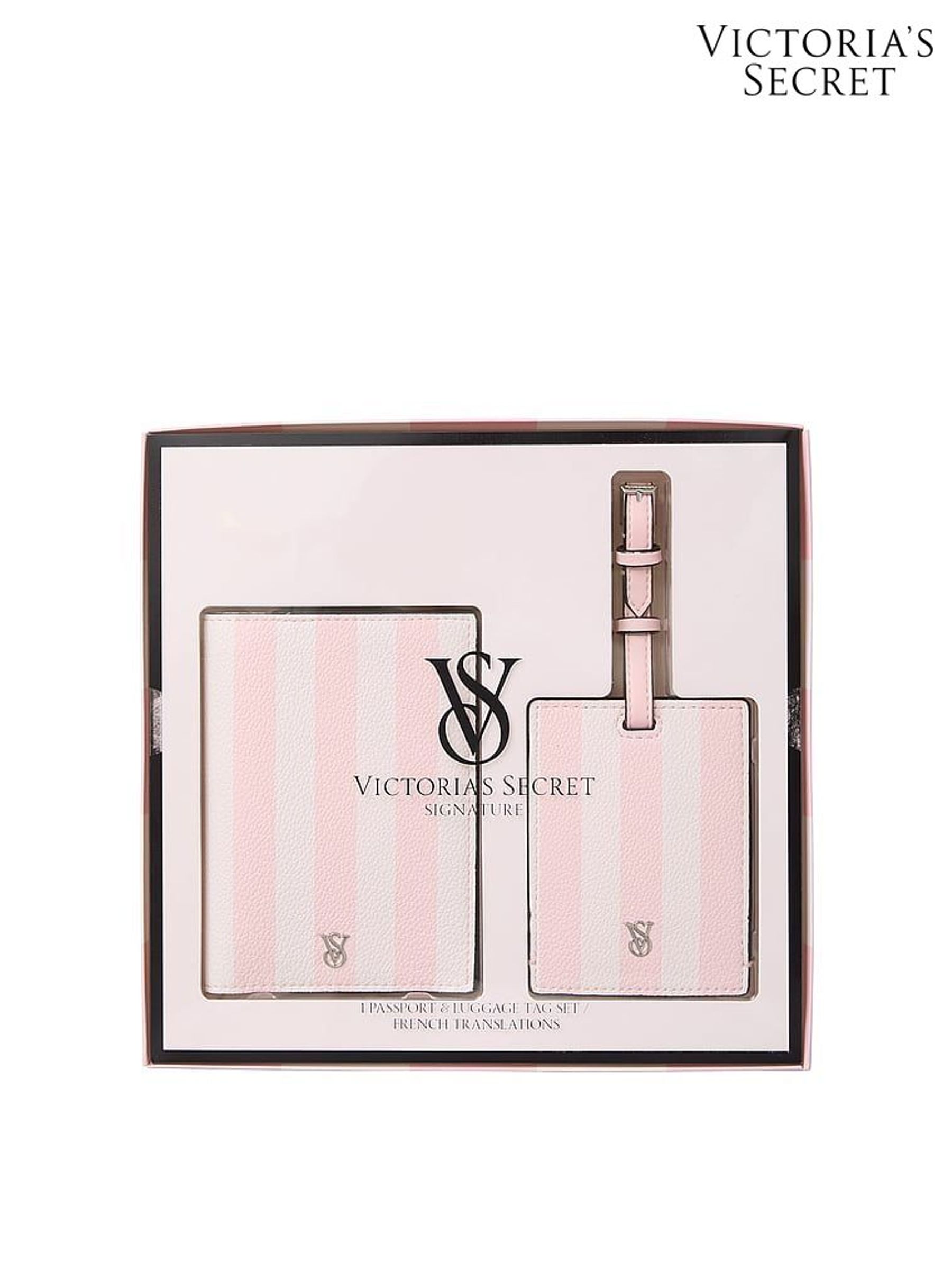 Heritage Stripe Pink Passport Holder and Luggage Tag Set (H48642) | £35