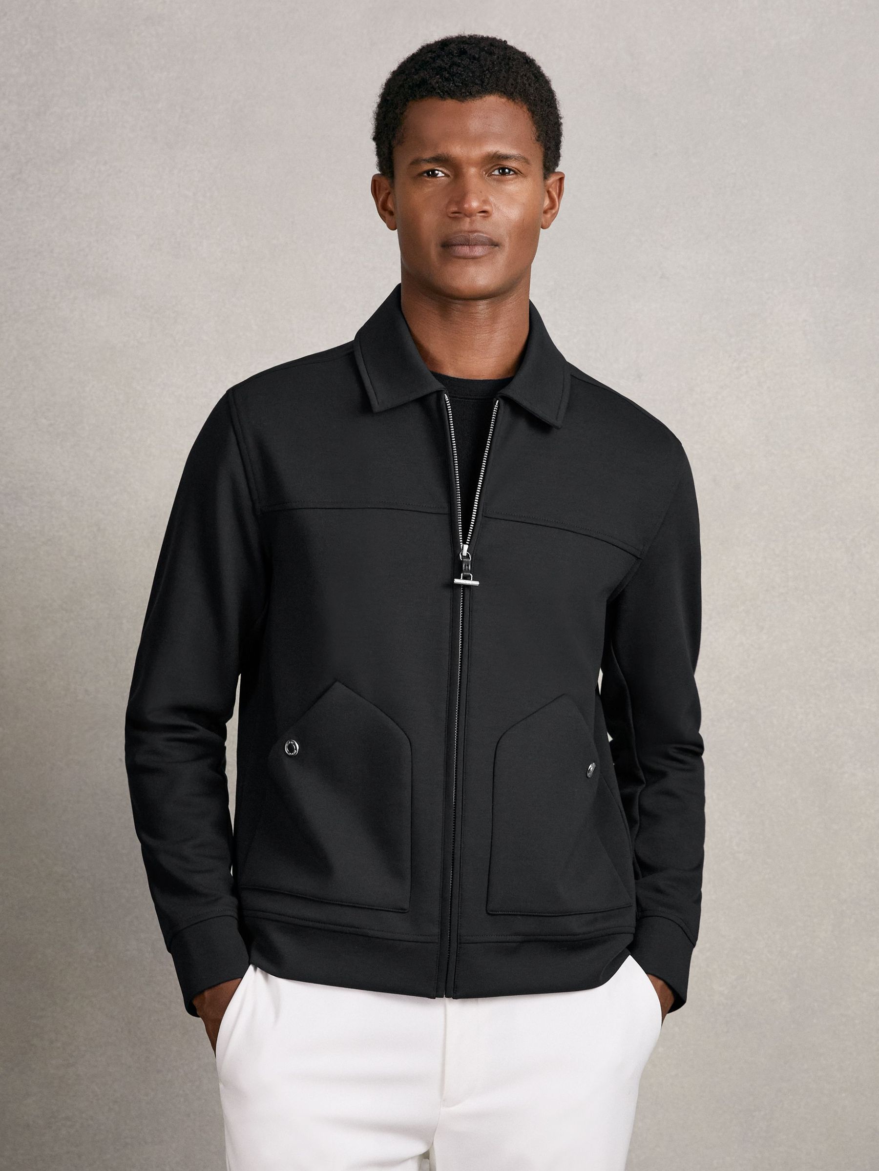 Interlock Zip Through Overshirt in Black (H48786) | £168