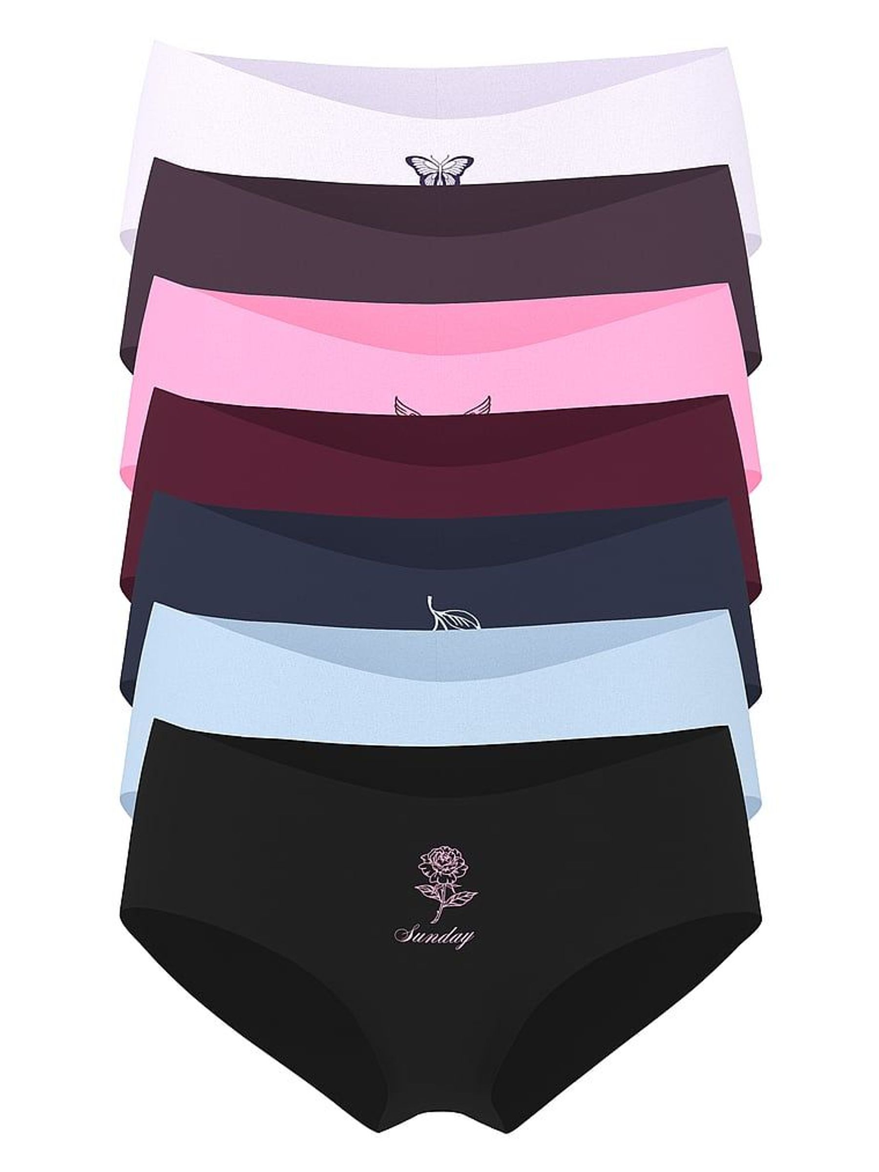 Black/Blue/Burgandy/Pink/White Cheeky No Show Knickers 7 Pack (H48972) | £35