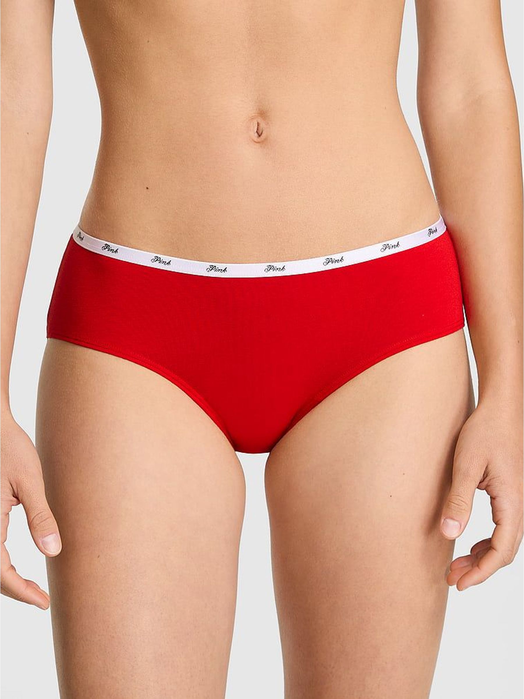 Bright Vermillion Red Hipster Cotton Mini Logo Knickers (H48985) | £9