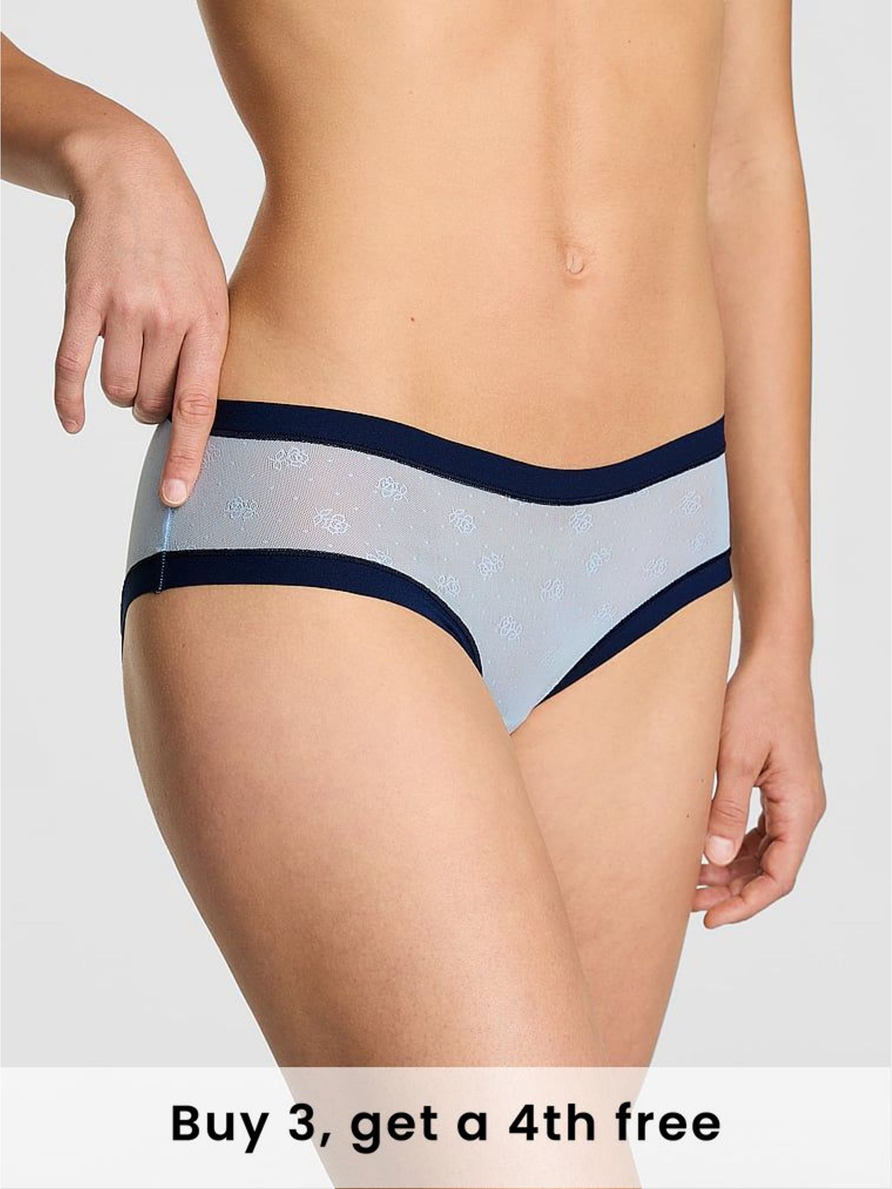 Icy Blue Hipster No Show Rib Mesh Knickers (H48986) | £9