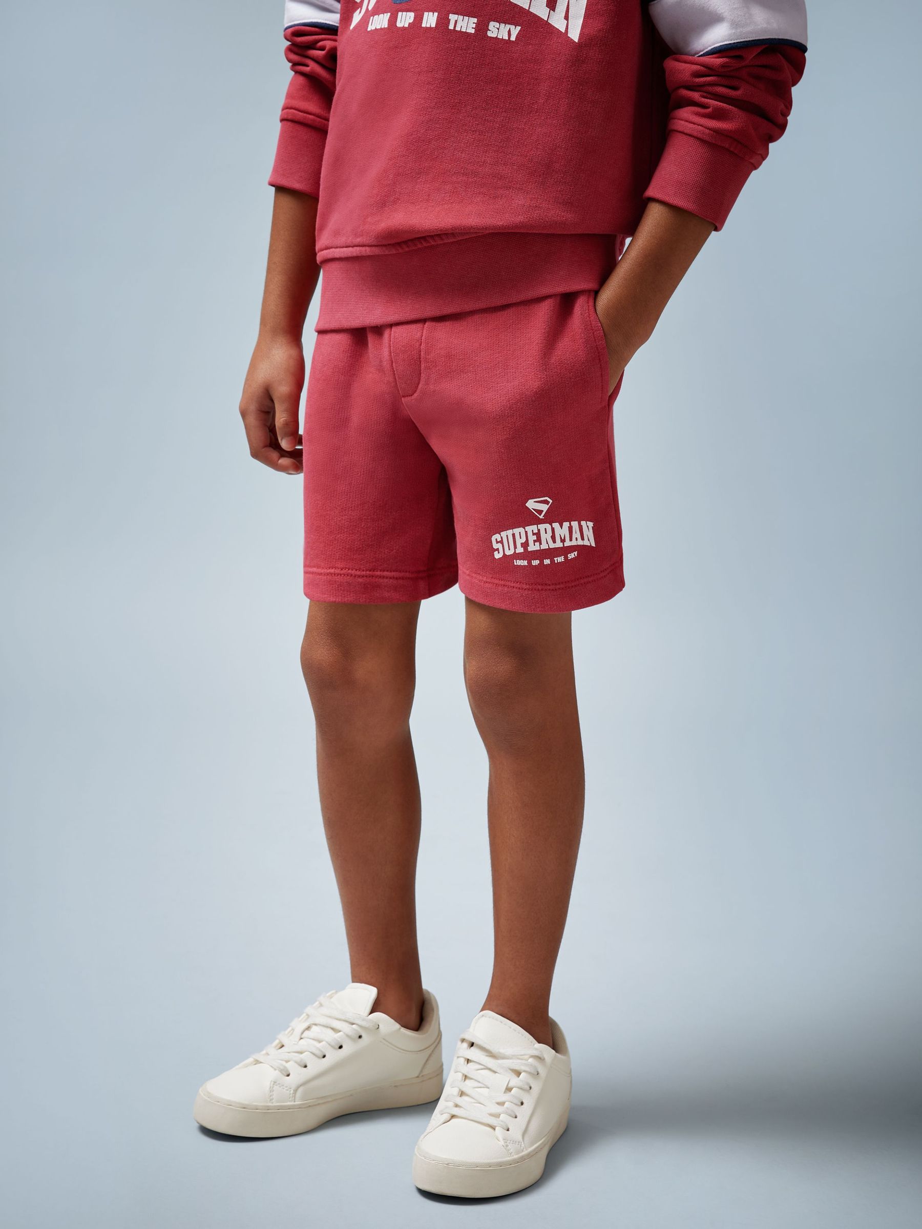9-13 yrs Superman | Reiss Cotton Logo Shorts in Red (H49484) | £39