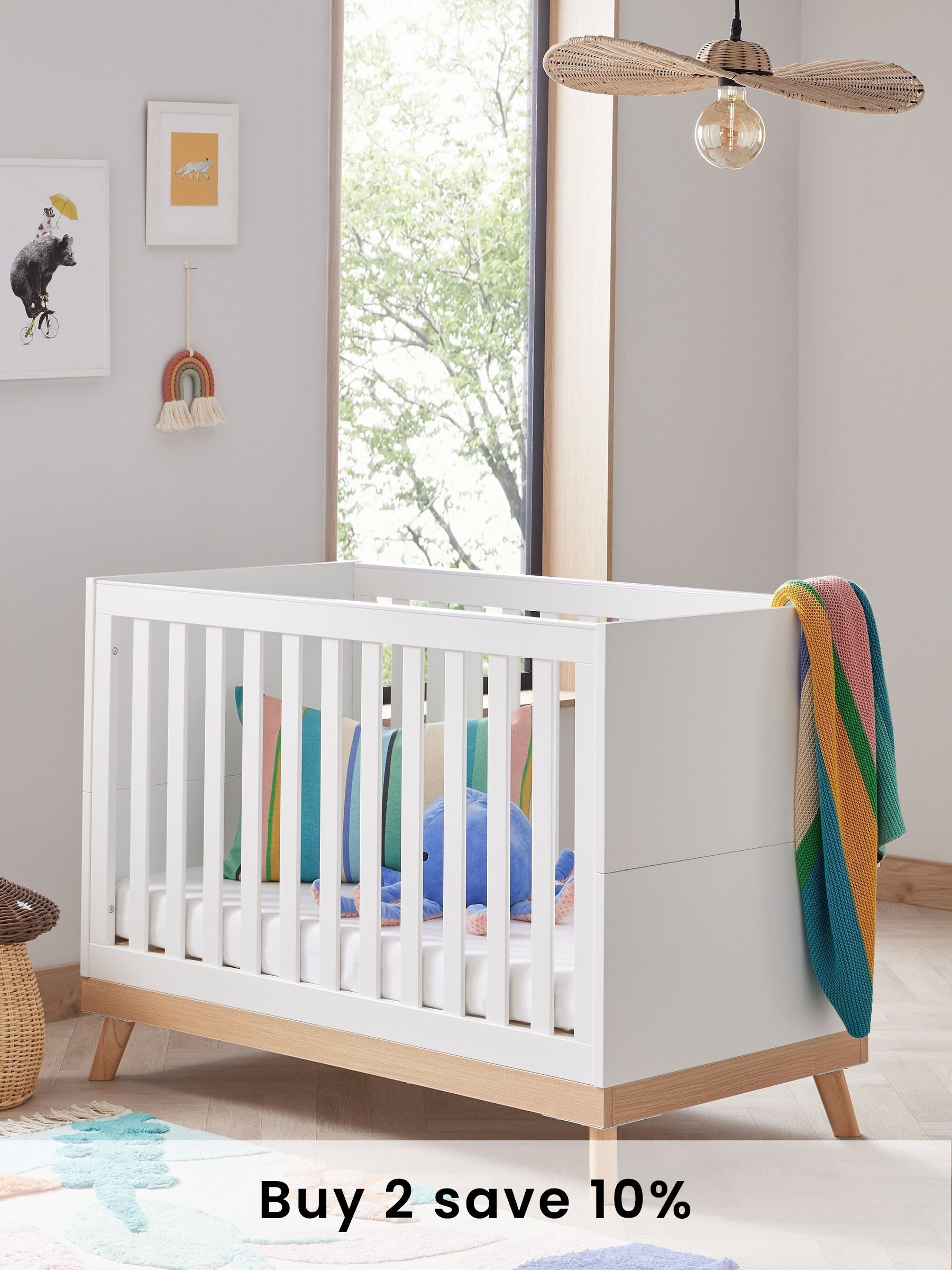 Babymore White Mona Mini Cot Bed (H49828) | £230
