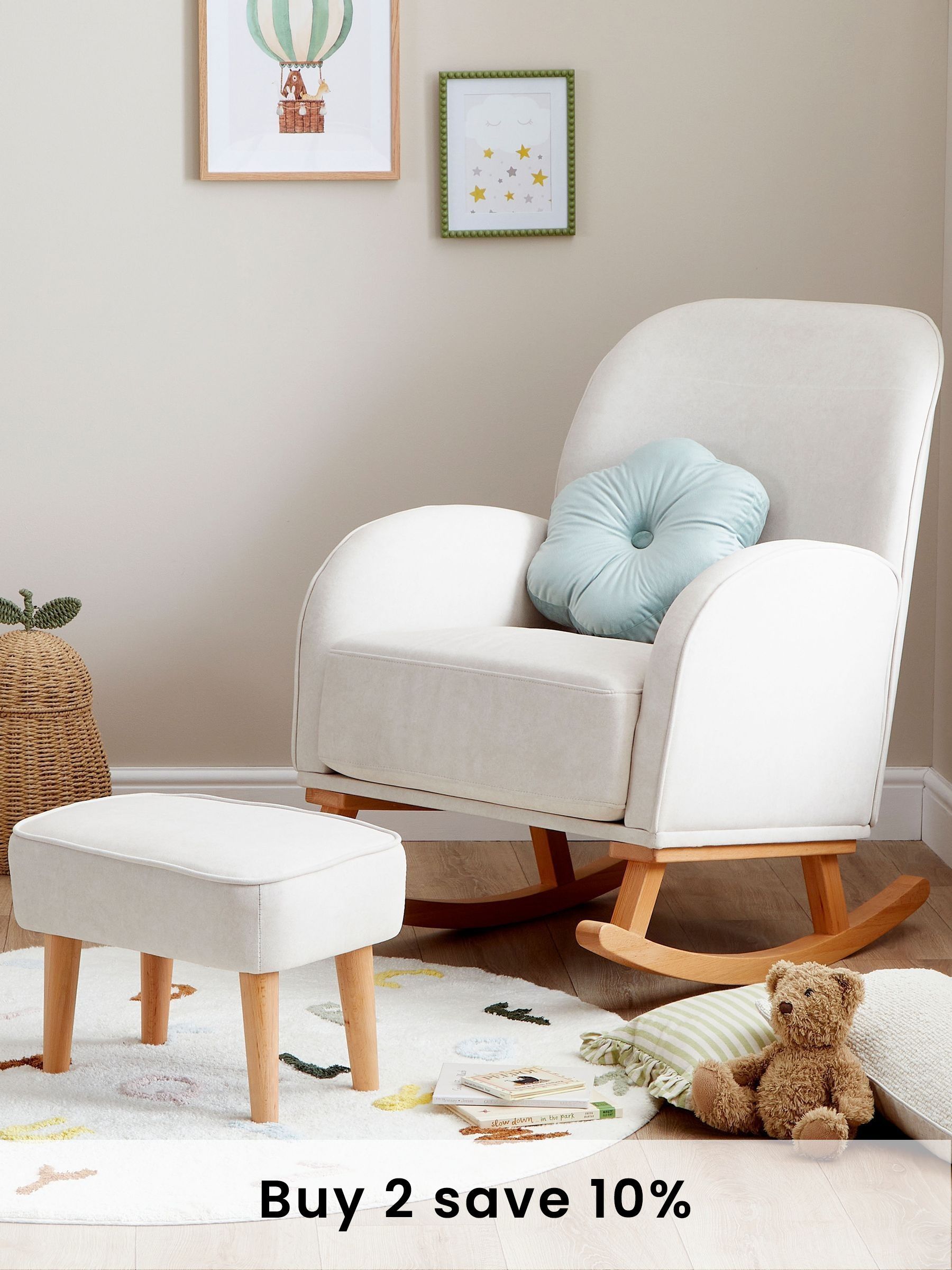 Babymore Cream Freya Nursing Chair with Stool (H49830) | £330