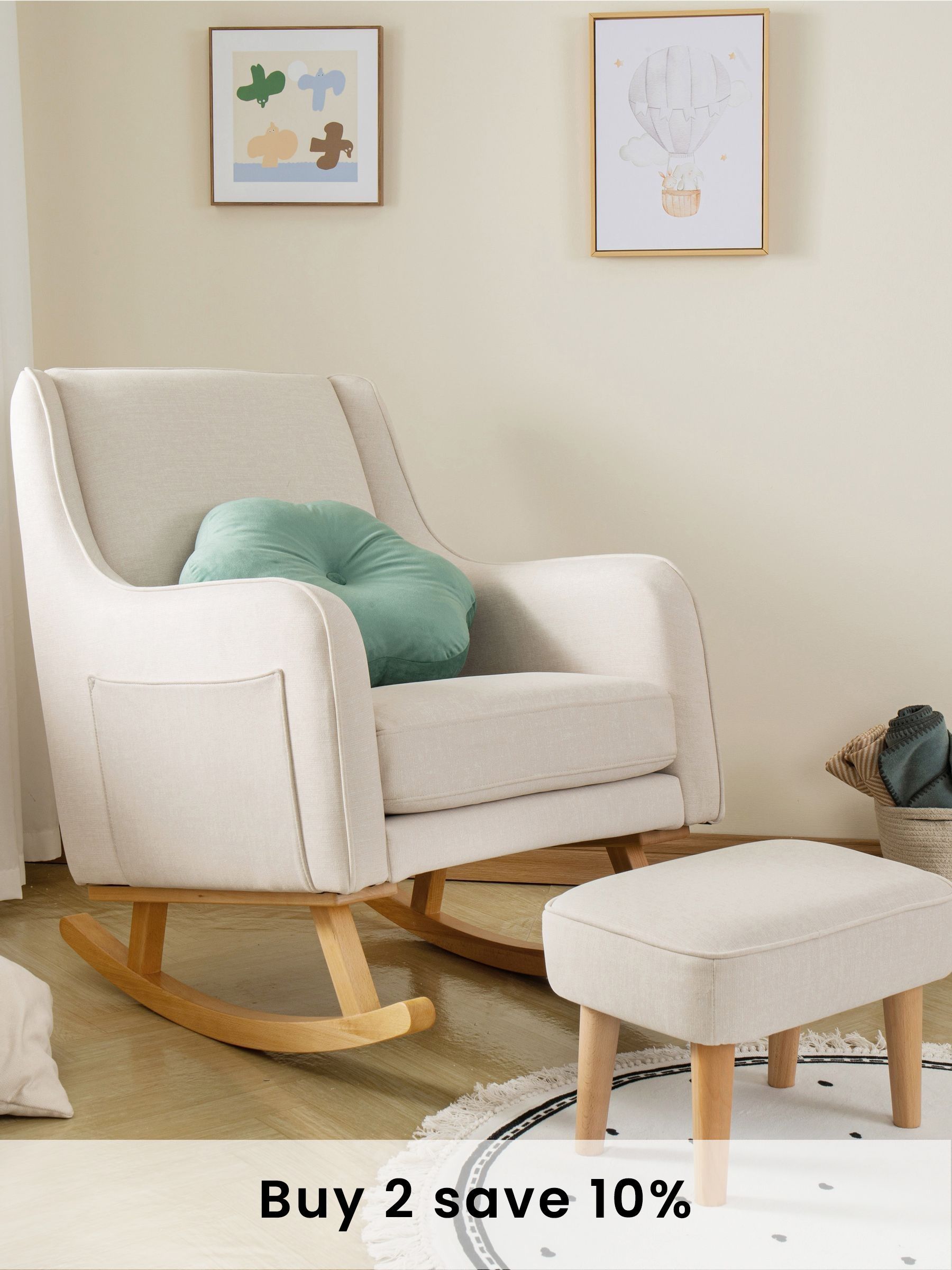 Babymore Ivory Ida Nursing Chair with Stool (H49844) | £330