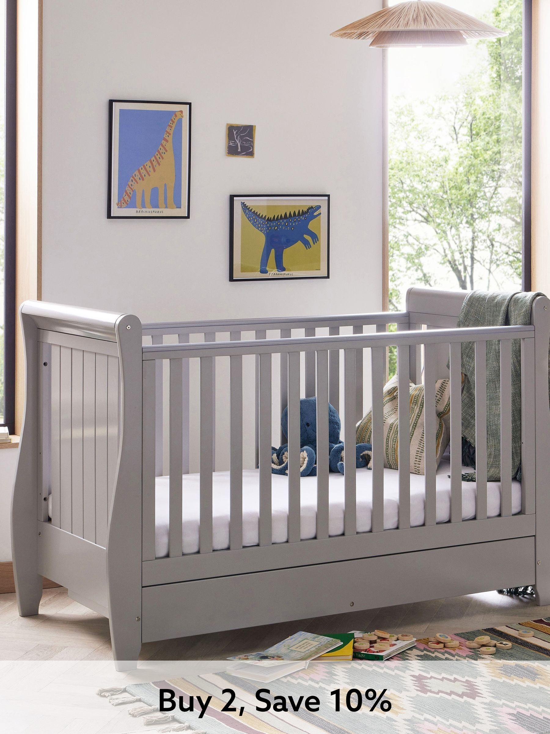 Babymore Grey Stella Sleigh Cot Bed (H49845) | £330