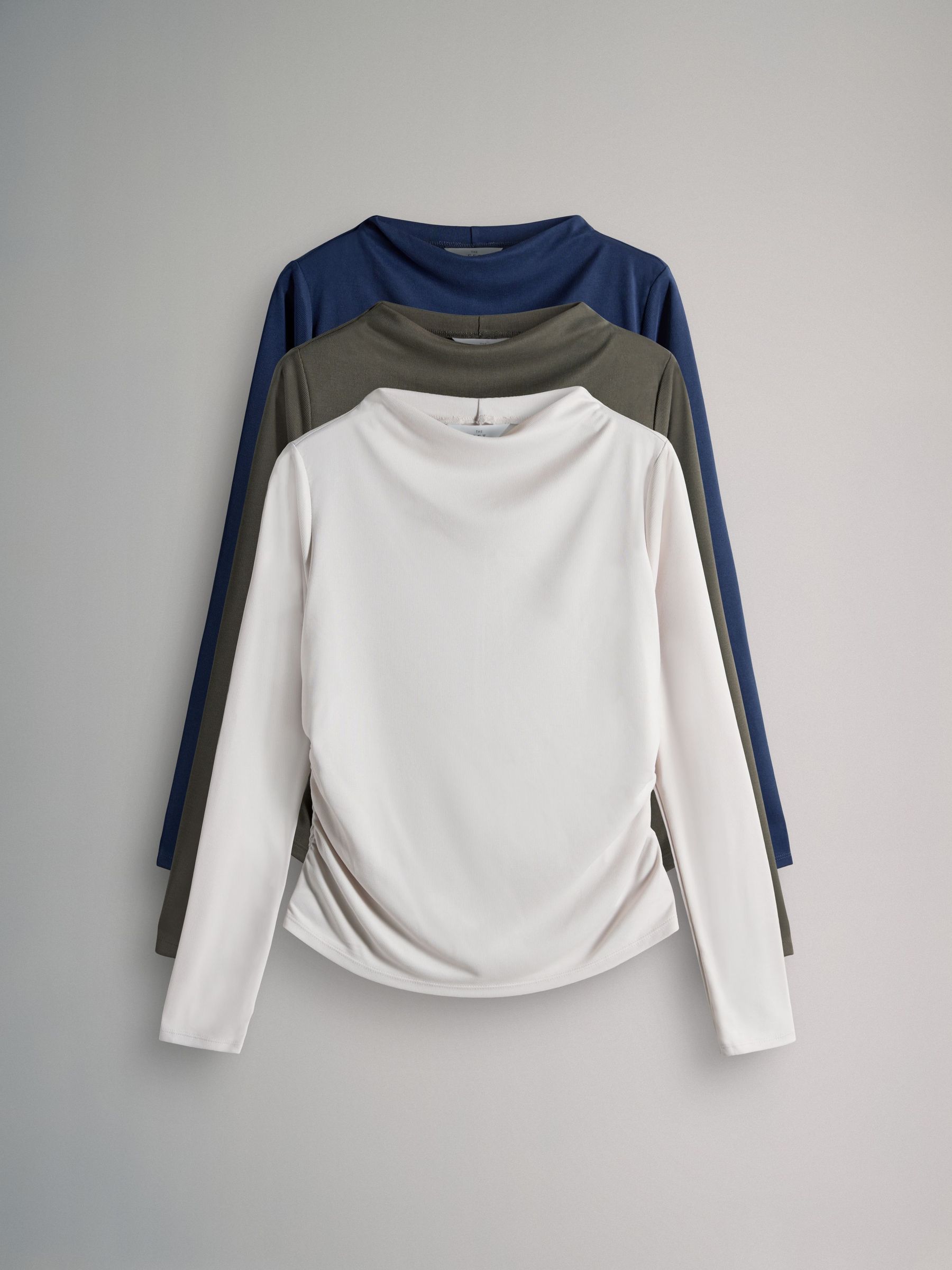 Navy/Khaki/Taupe - Drape Longsleeve Top 3 Pack (H49971) | £33