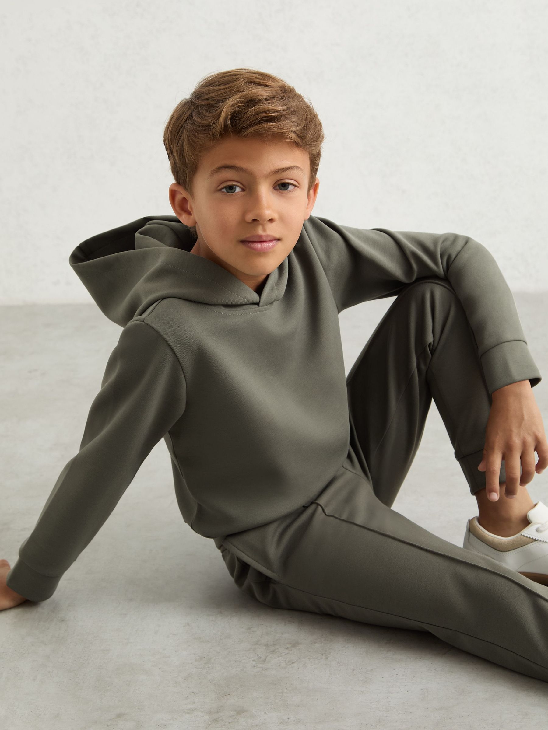 9-13 yrs Interlock Drawstring Joggers in Dark Sage (H50378) | £36