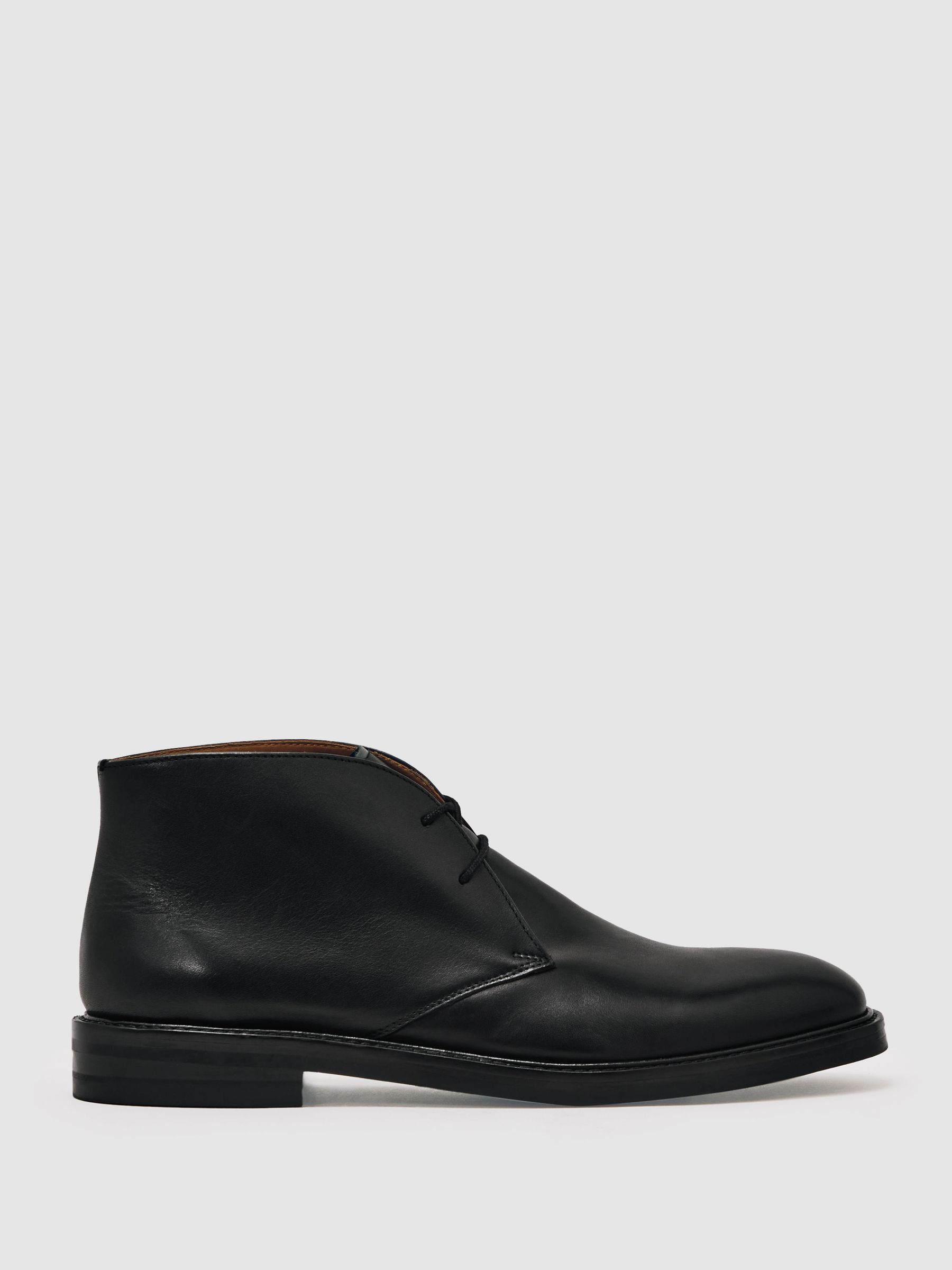 Leather Lace-Up Chukka Boots in Black (H50991) | £188