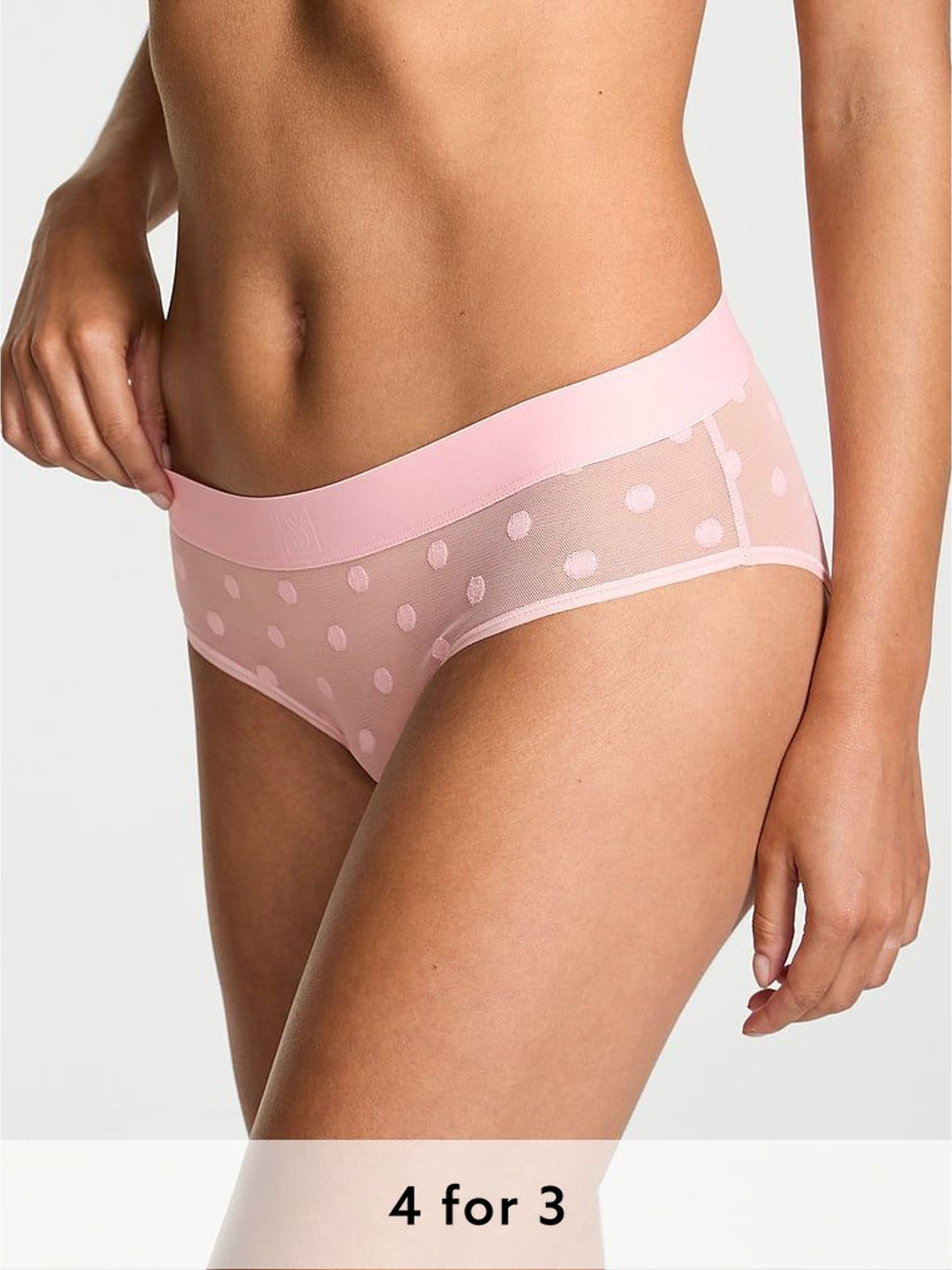 Pretty Blossom Dot Pink Hipster Sheer Logo Knickers (H51101) | £9