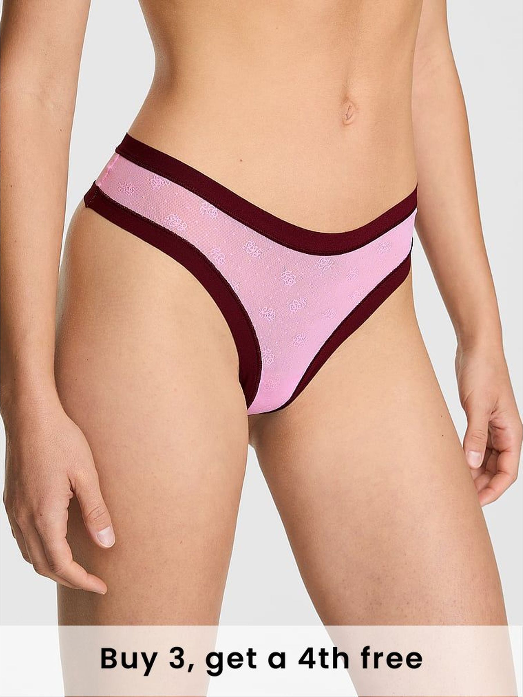 Pink Lollipop Thong No Show Rib Mesh Knickers (H51110) | £9
