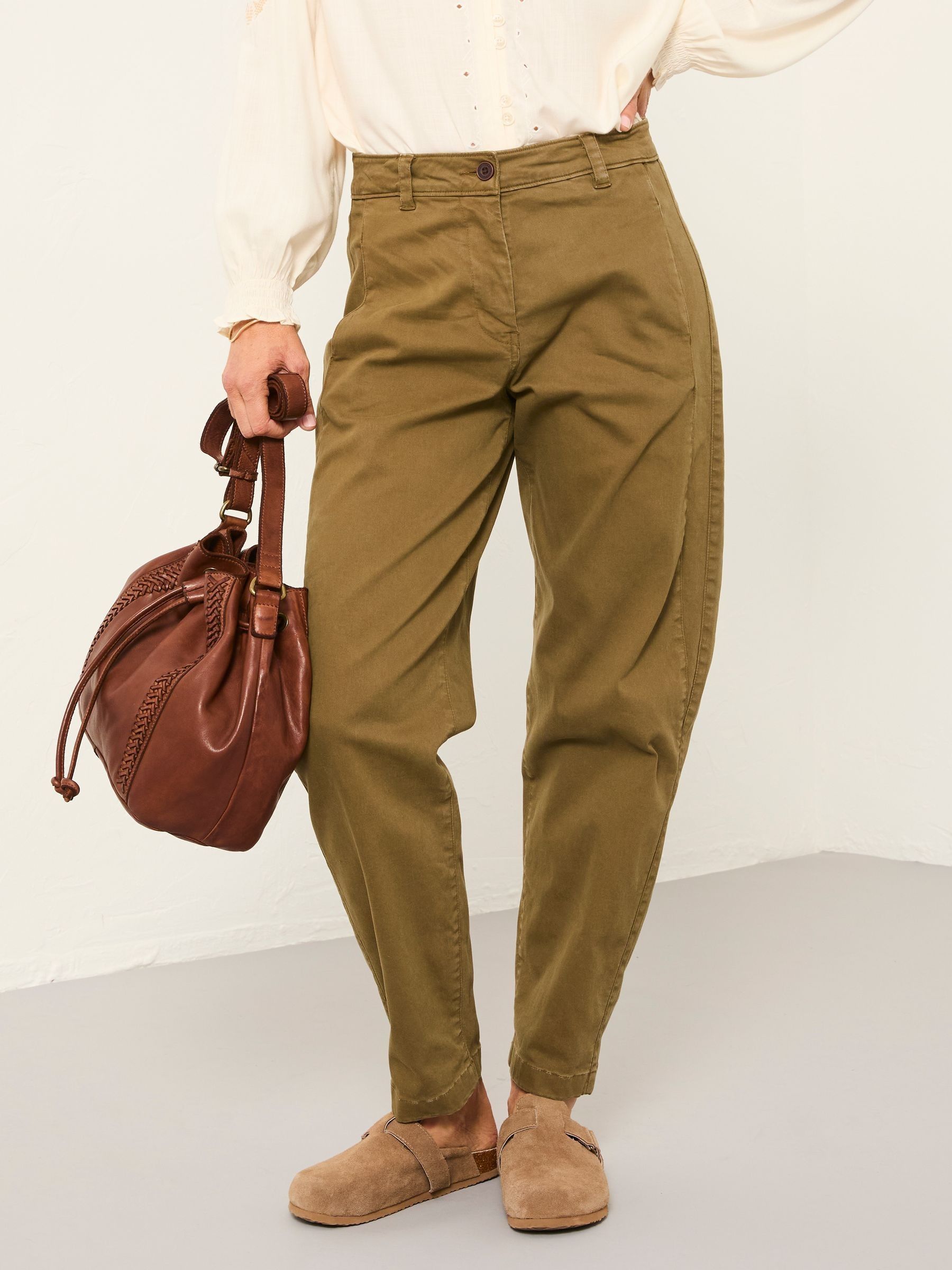 Ottilie Olive Green Tapered Leg Trouser (H51231) | £35