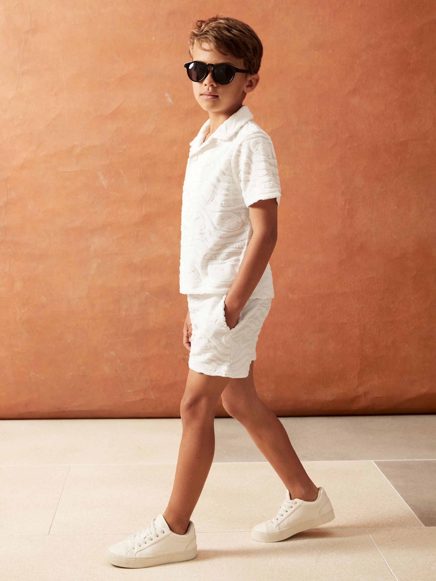 3-9 yrs SmileyWorld | Reiss Wave Texture Shorts in White (H51587) | £36
