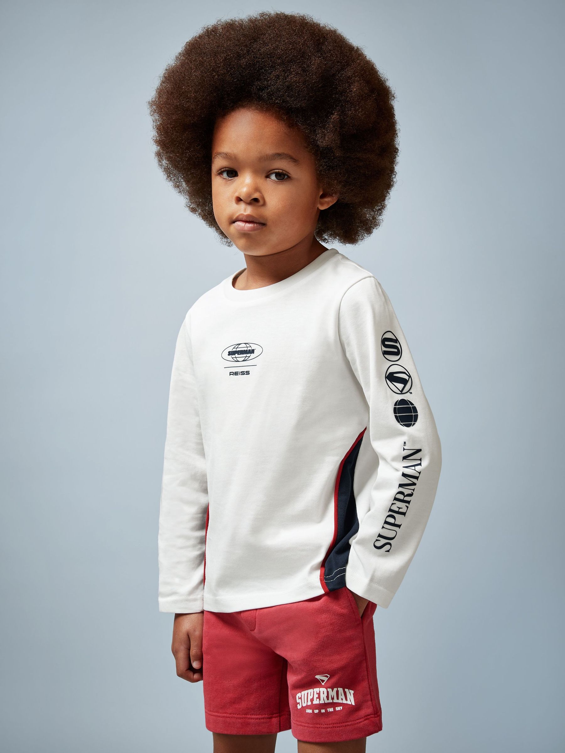 3-9 yrs Superman | Reiss Cotton Logo T-Shirt in White (H51588) | £28