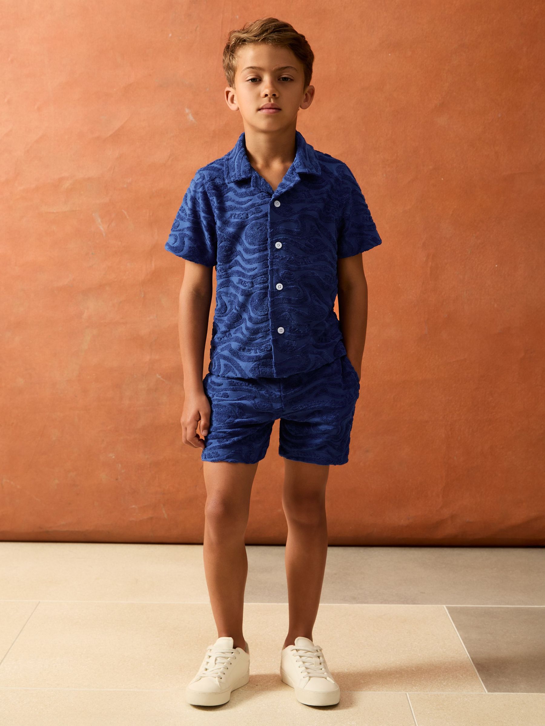 9-13 yrs SmileyWorld Wave Texture Shirt in Bright Blue (H51594) | £46