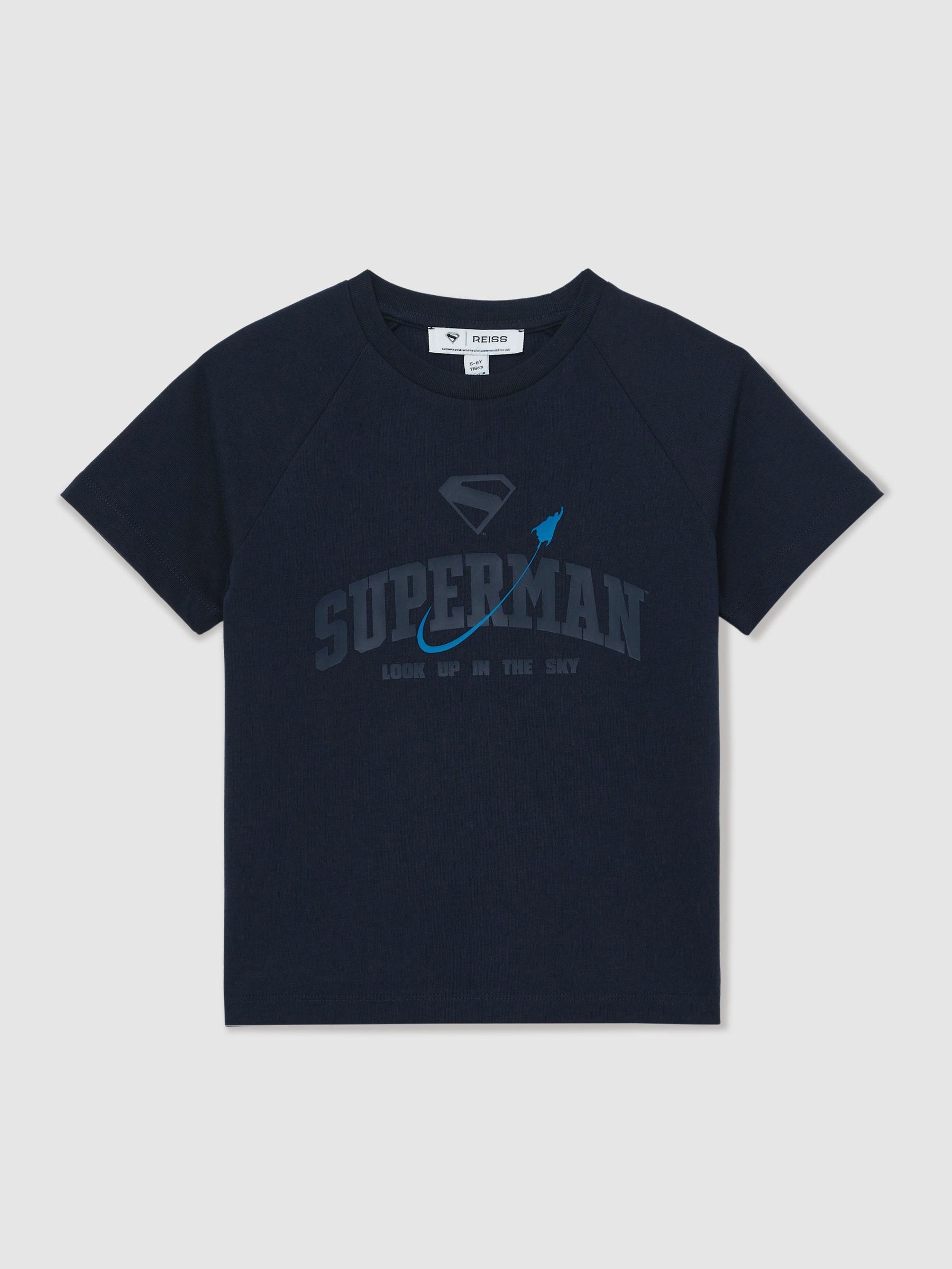 13-14 yrs Superman | Reiss Raglan Logo T-Shirt in Navy Blue (H51599) | £29