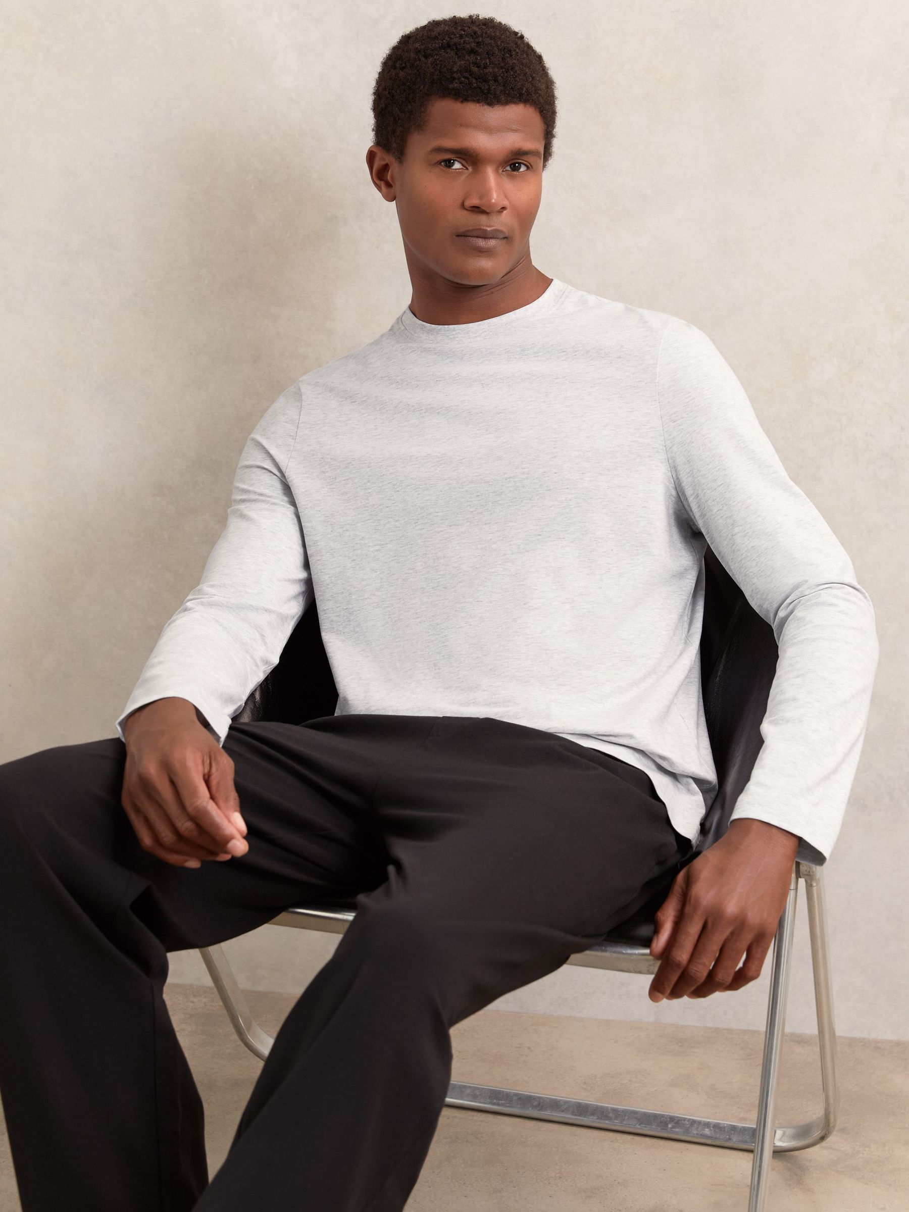 Stretch-Cotton Loungewear T-Shirt in Soft Grey (H52008) | £38