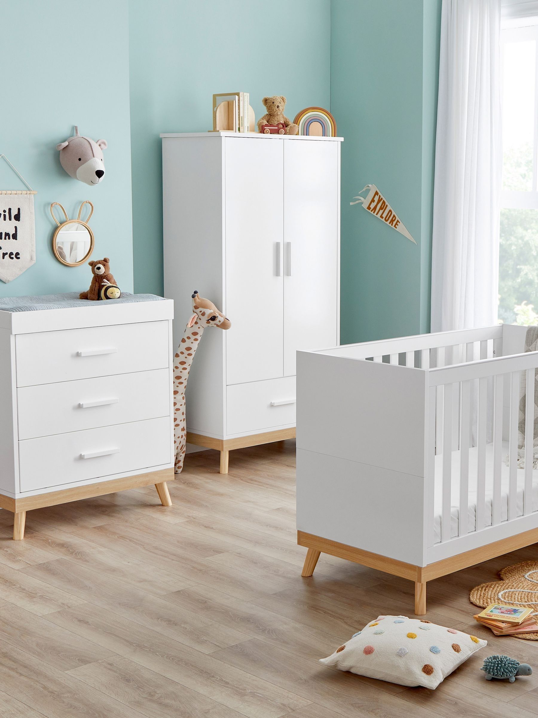 Babymore 3 Piece White Mona Mini Nursery Furniture Set (H52020) | £870