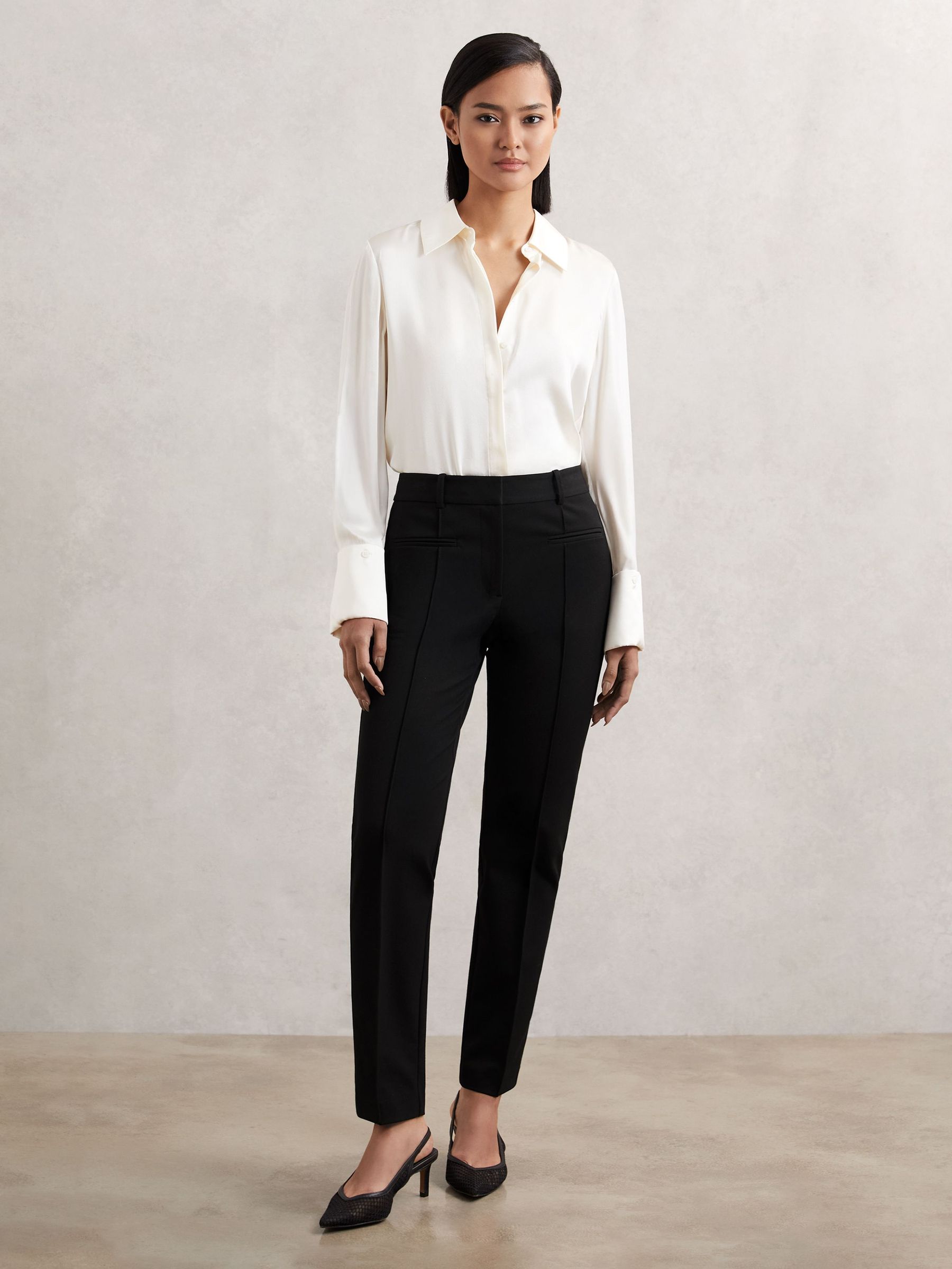 Pintuck Tapered Trousers in Black (H52175) | £130
