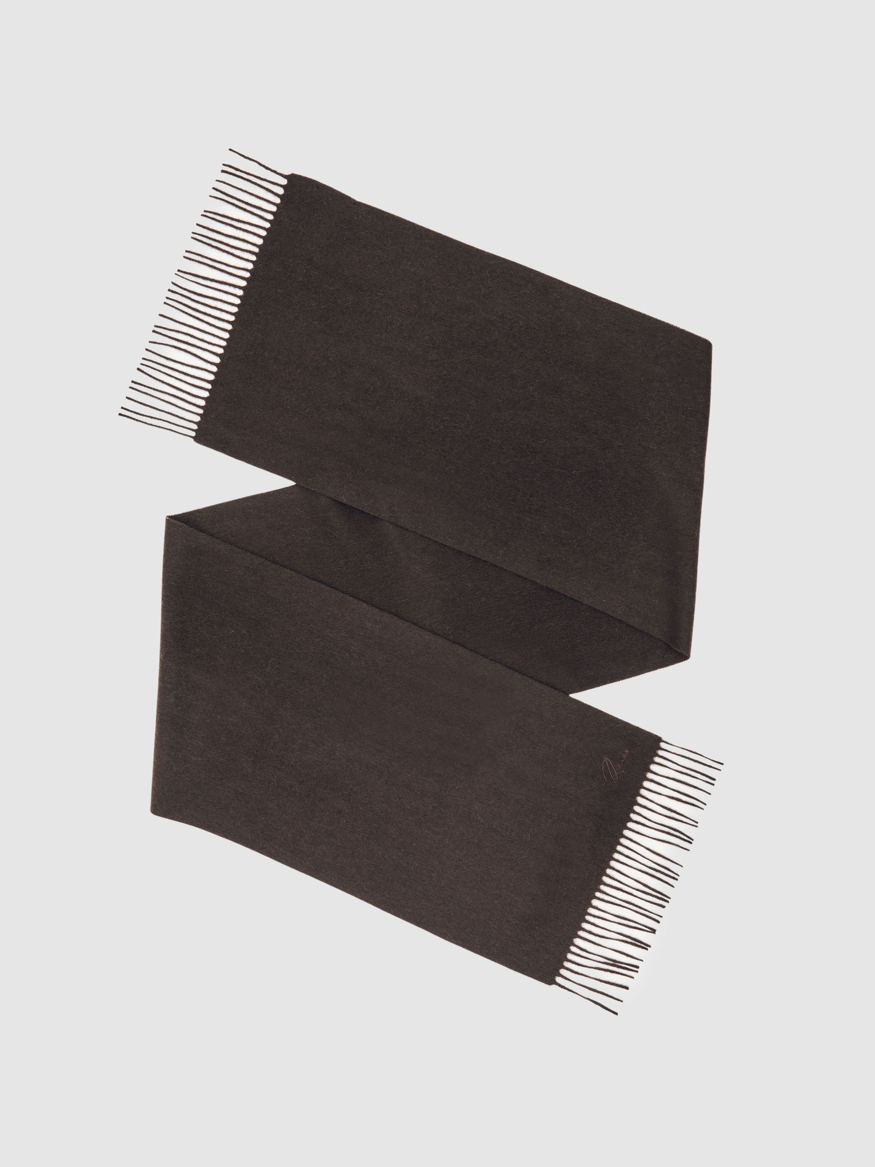 Wool-Cashmere Script-Logo Scarf in Chocolate Brown (H52211) | £58