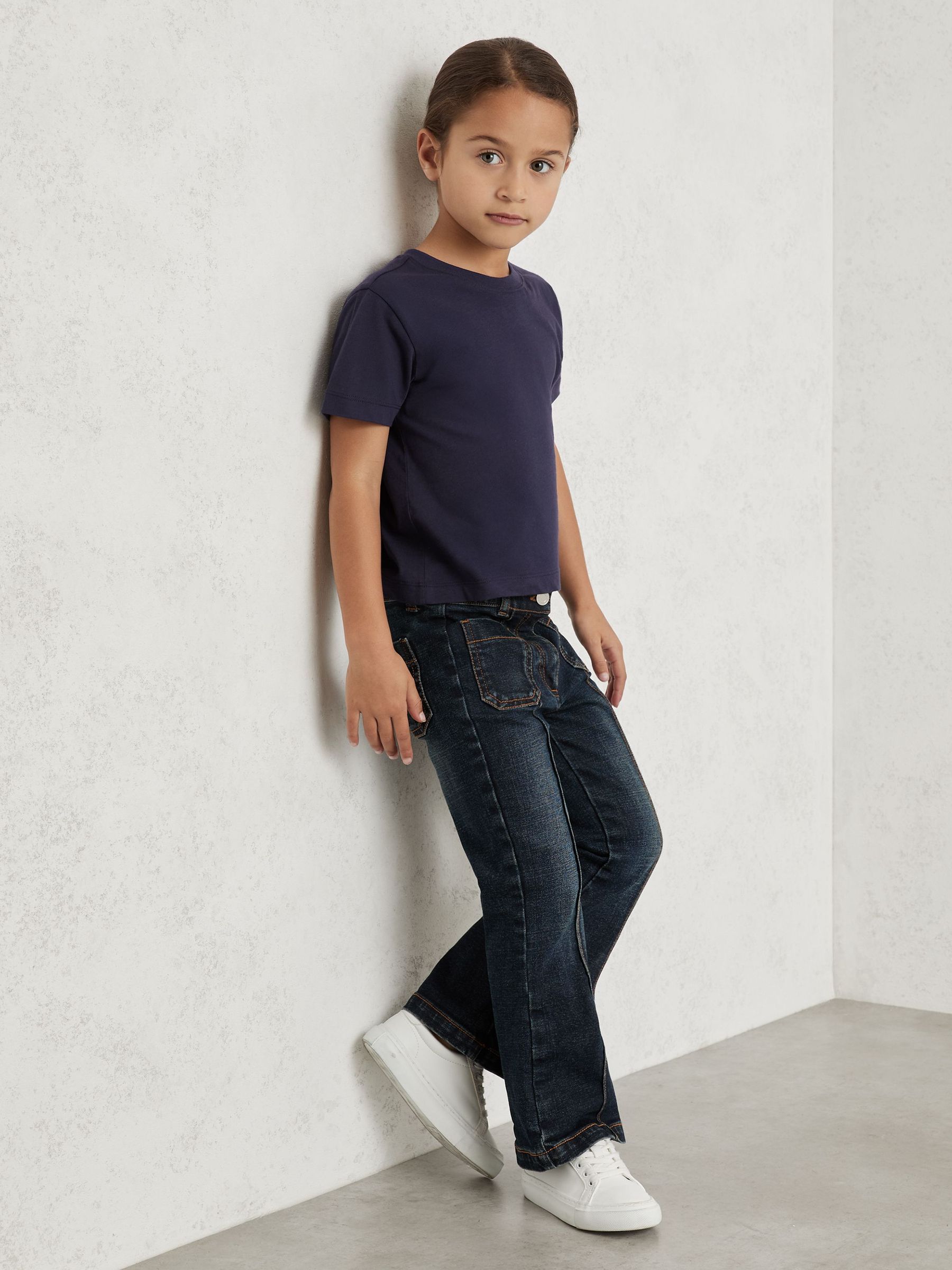 3-9 yrs Cotton Crew Neck T-Shirt in Navy (H52213) | £9