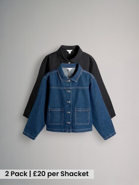 Black/Dark Blue 2 Pack Denim Shackets (H53243) | £40