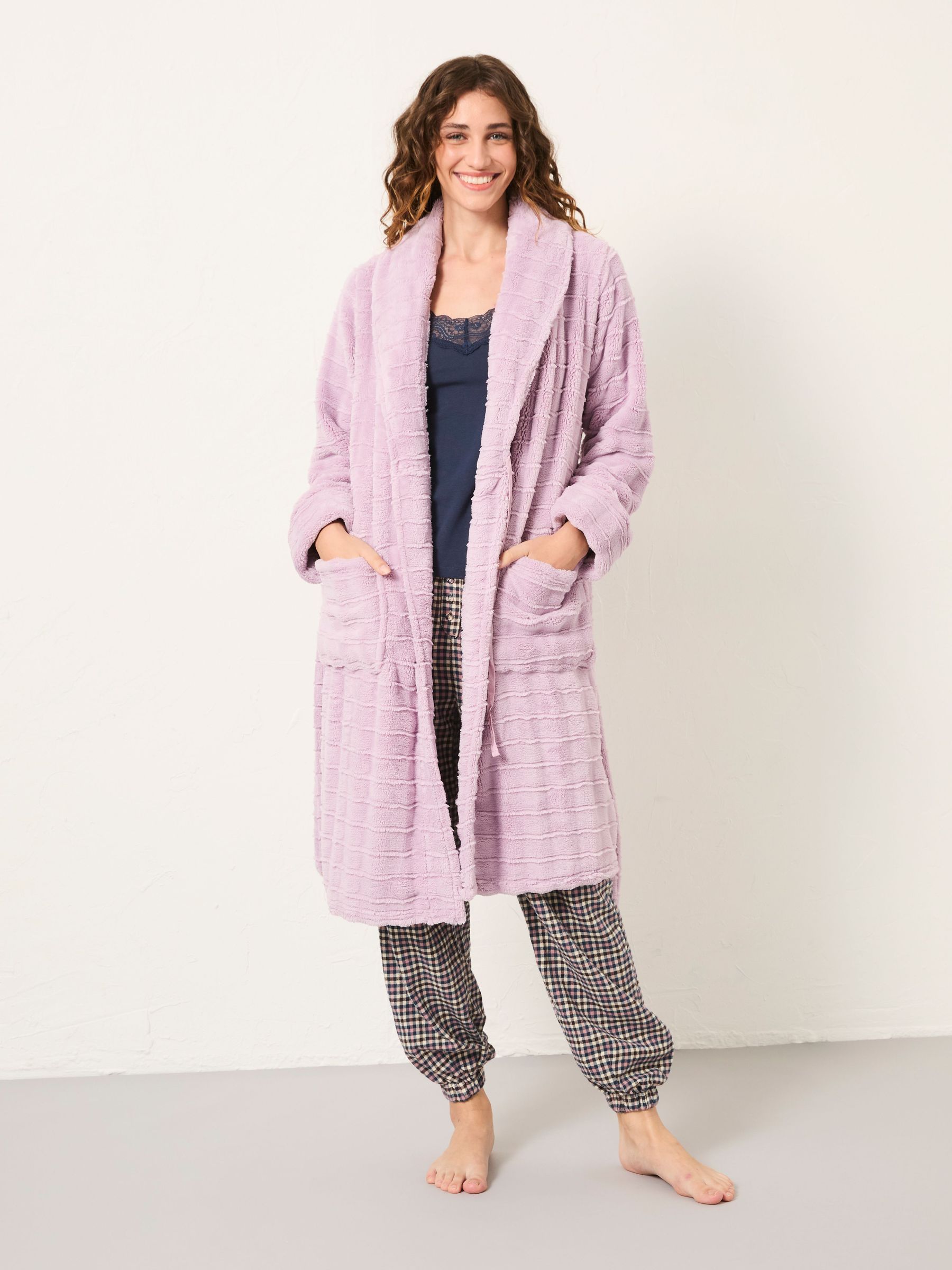 Lilac Purple Cosy Textured Dressing Gown (H54213) | £69