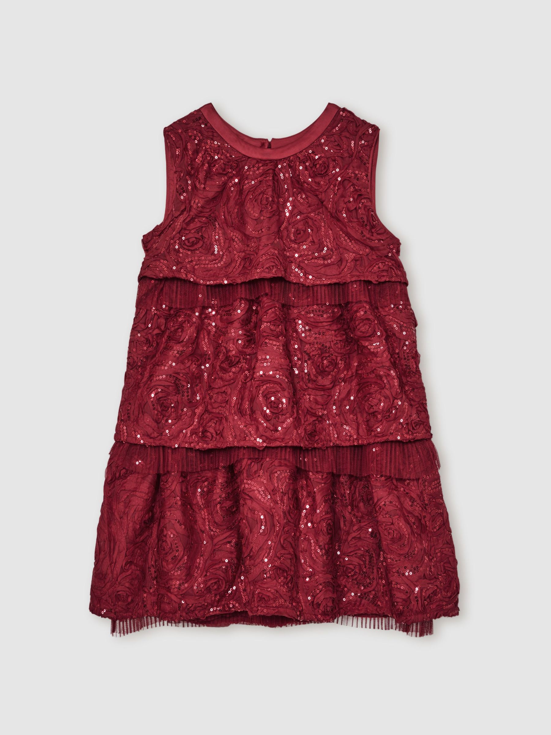 13-14 yrs Sequin-Embellished Tiered Dress in Red (H55189) | £99