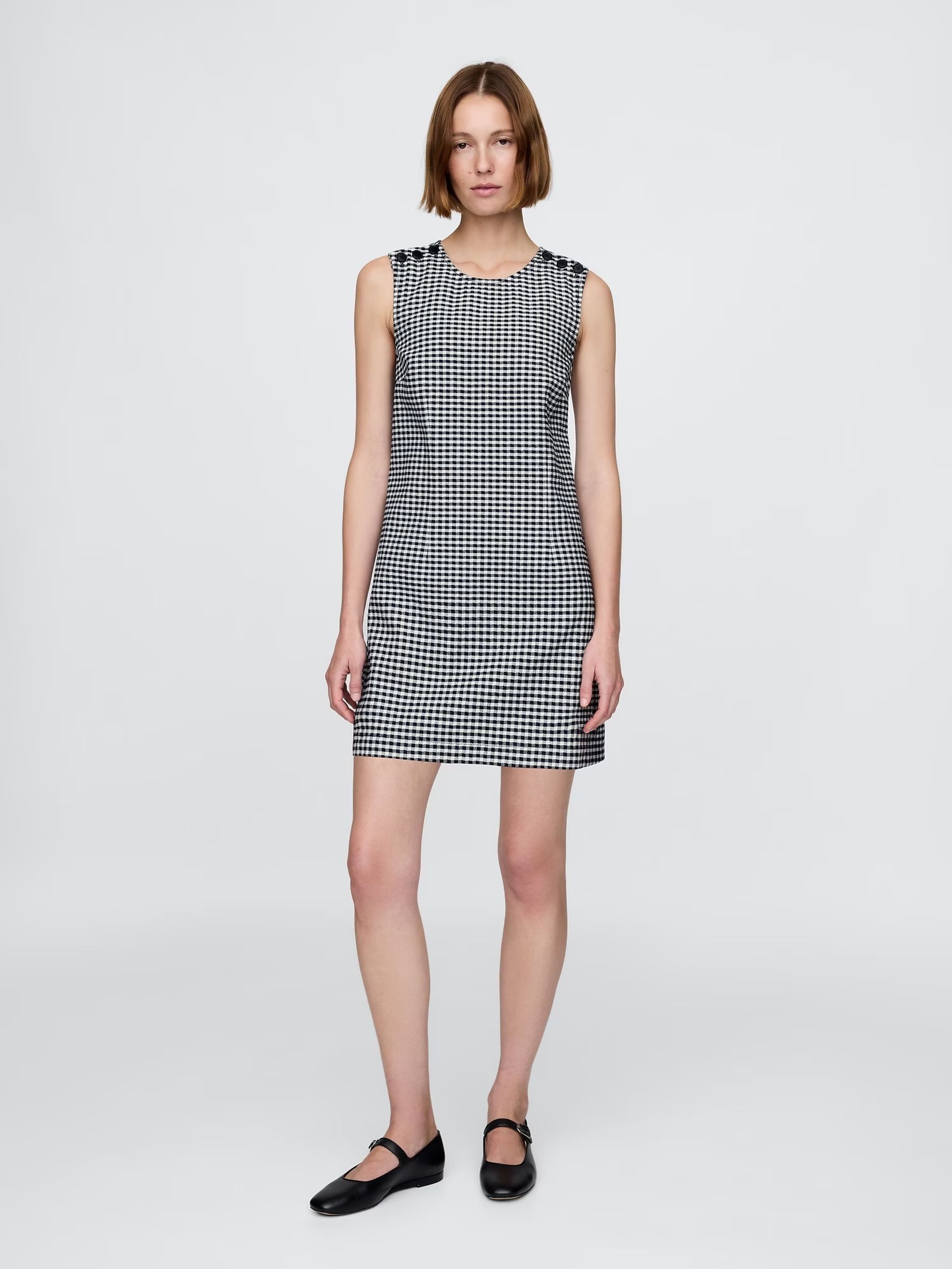 Black/White DÔEN Gingham Denim Mini Dress (H55447) | £80