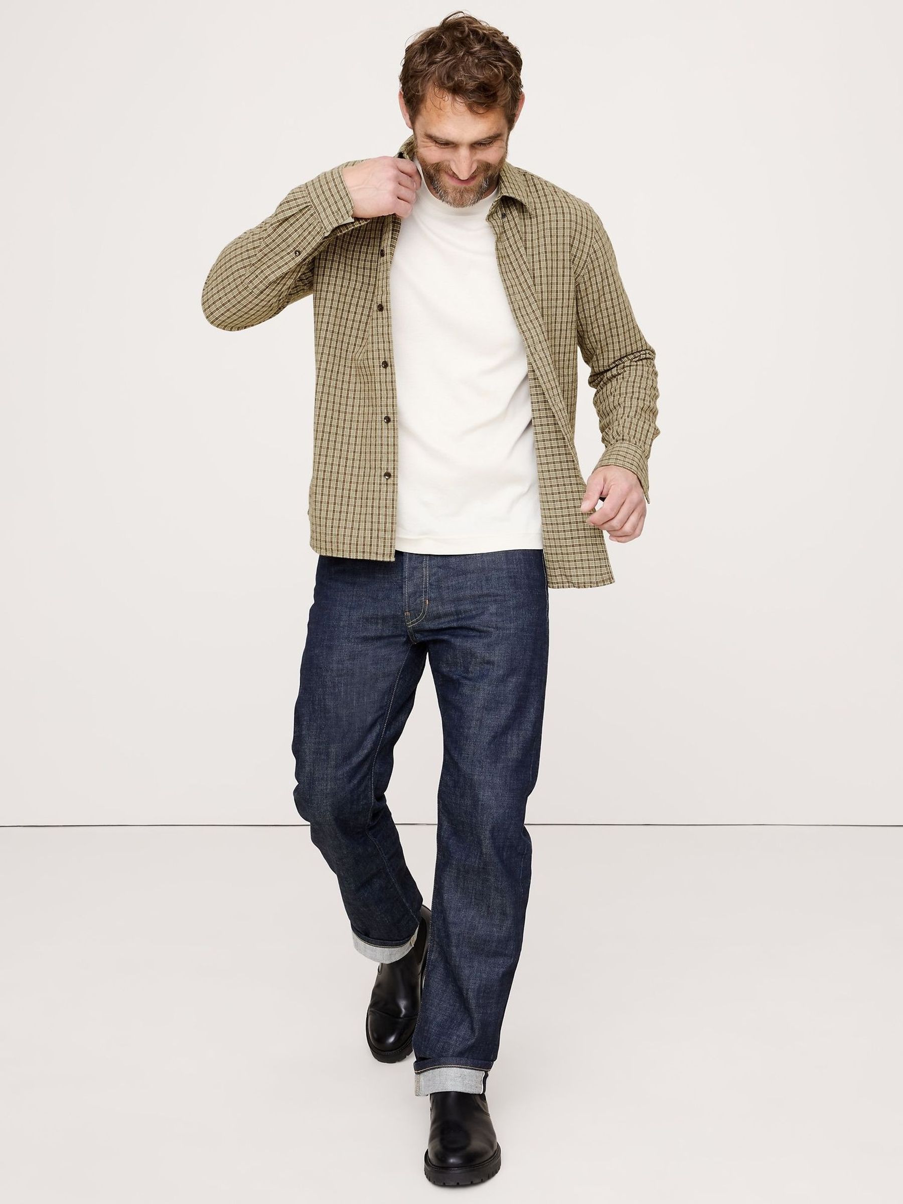 Banana Republic Green Check Standard Fit Flannel Shirt (H55512) | £65