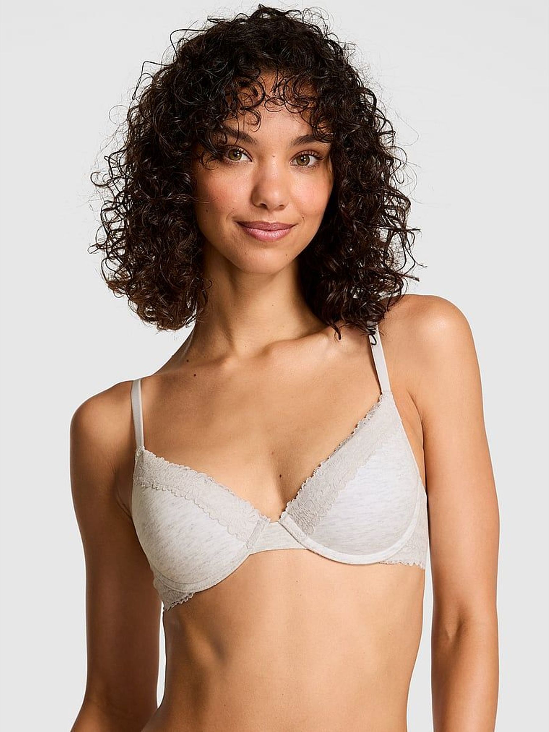 Snow White Push Up Cotton Heather Lace Trim Bra (H56200) | £30