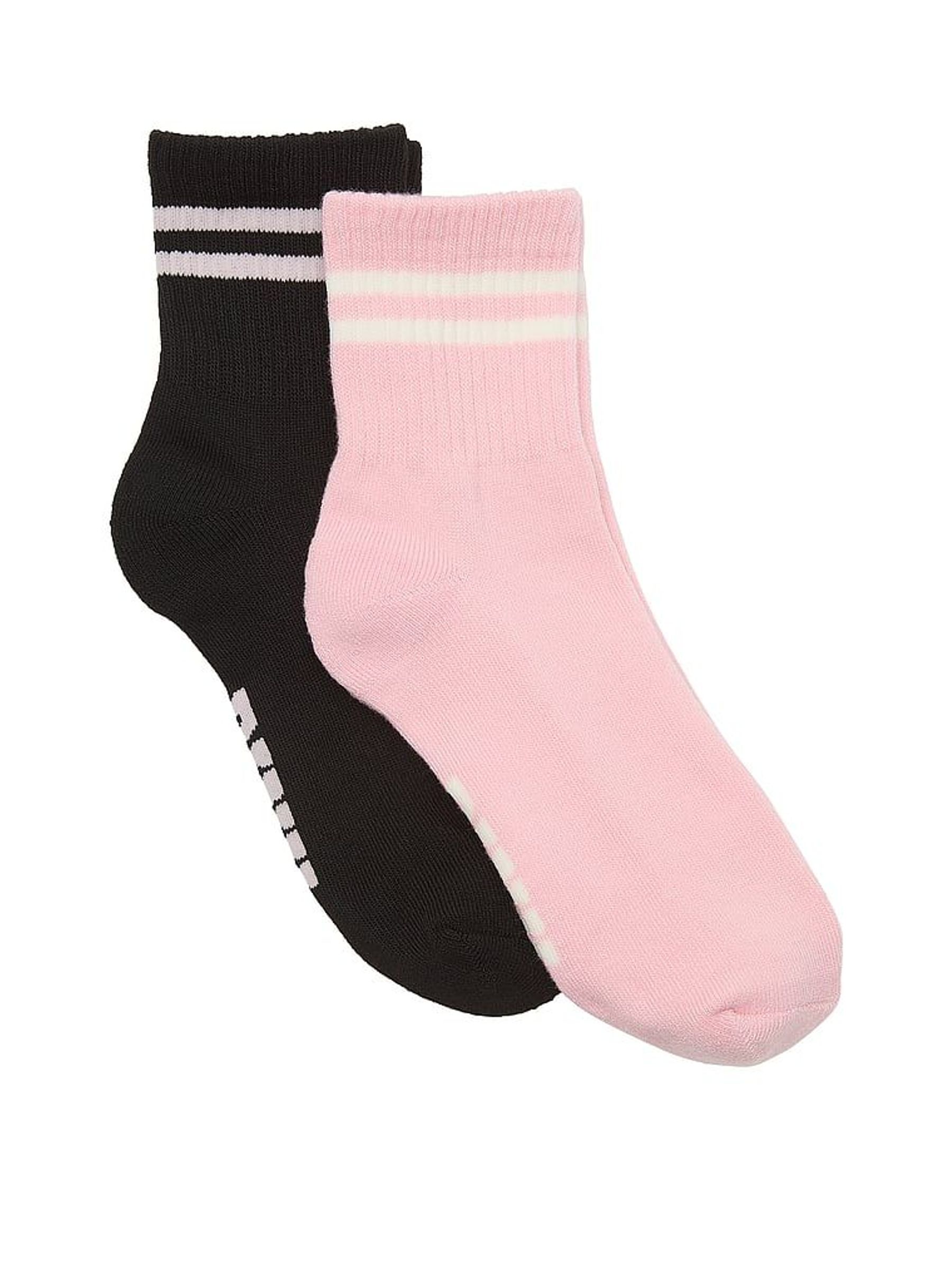 Dollhouse Pink/ Black 2 Pack Quarter Socks (H57921) | £15