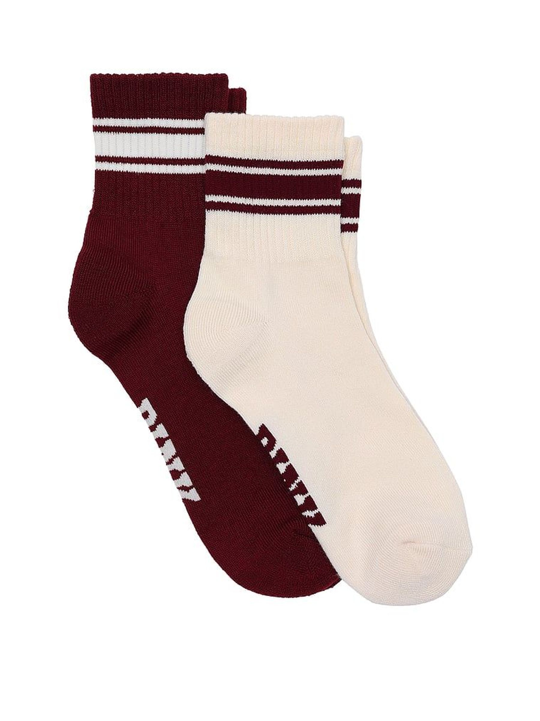 White Shell/Purple Rose 2 Pack Quarter Socks (H57923) | £15
