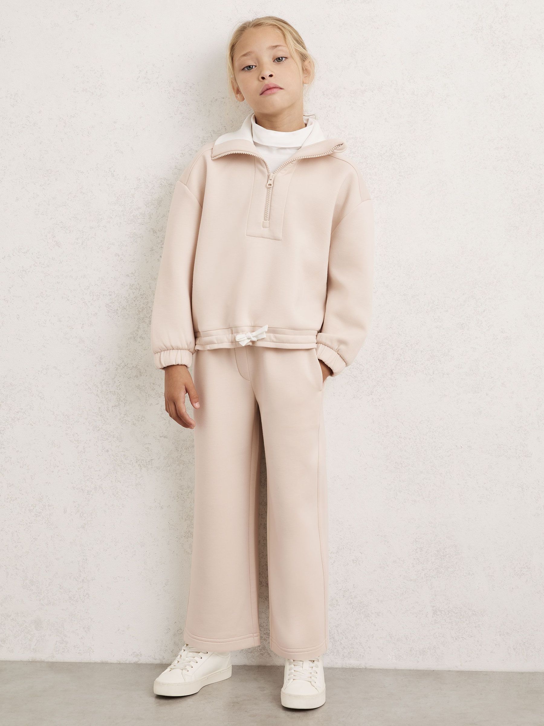 9-13 yrs Funnel-Neck Interlock Zip Sweatshirt in Neutral (H58114) | £43