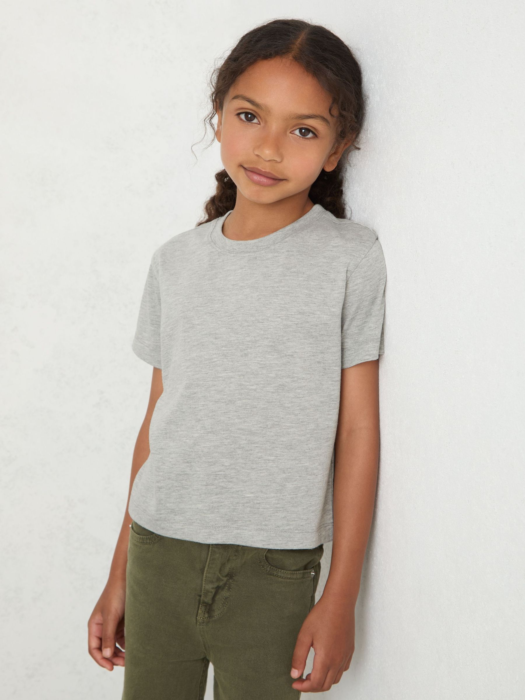 3-9 yrs Cotton-Blend Crew-Neck T-Shirt in Grey Marl (H58119) | £9
