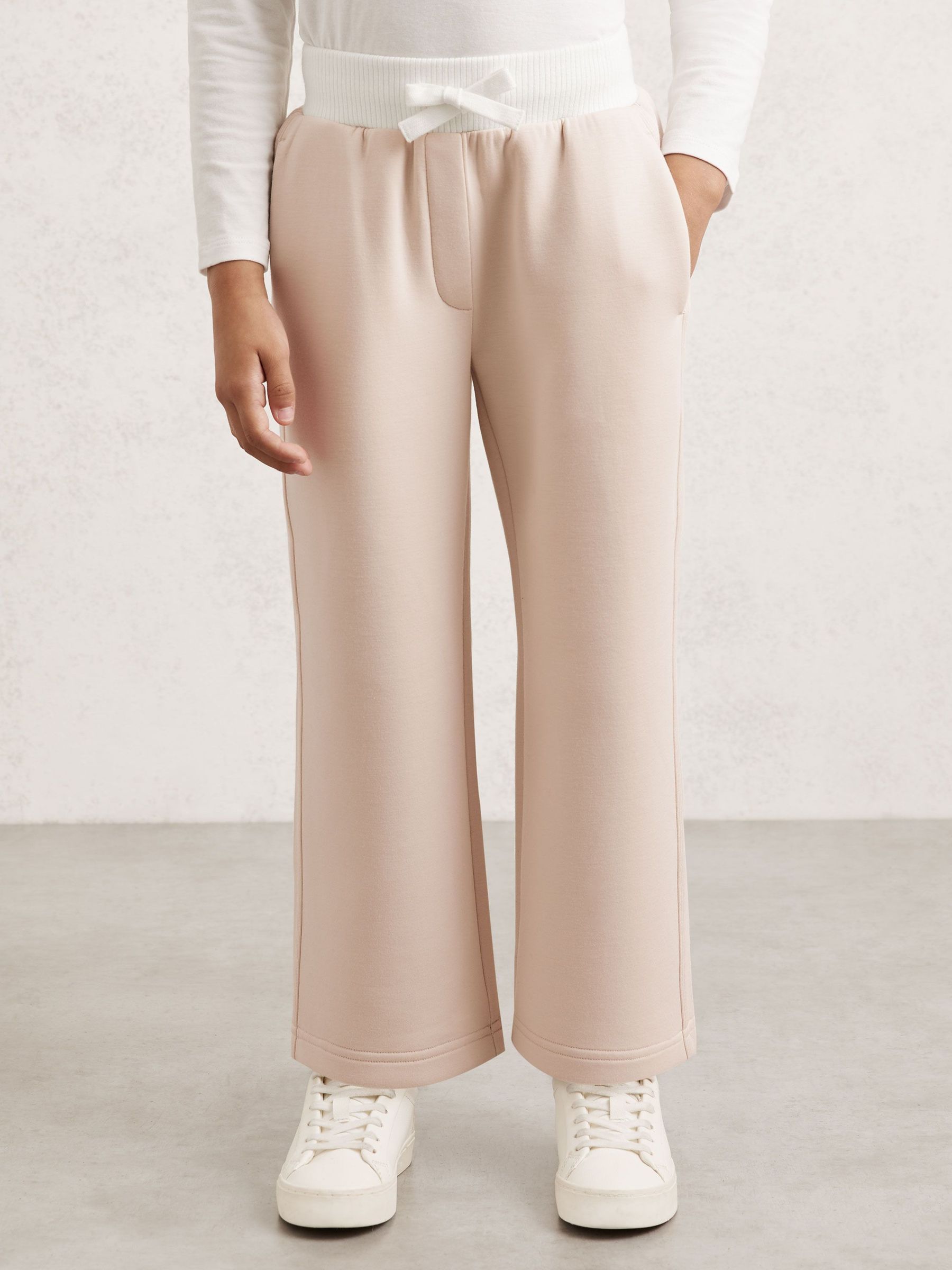 9-13 yrs Wide-Leg Interlock Drawstring Joggers in Neutral (H58120) | £40