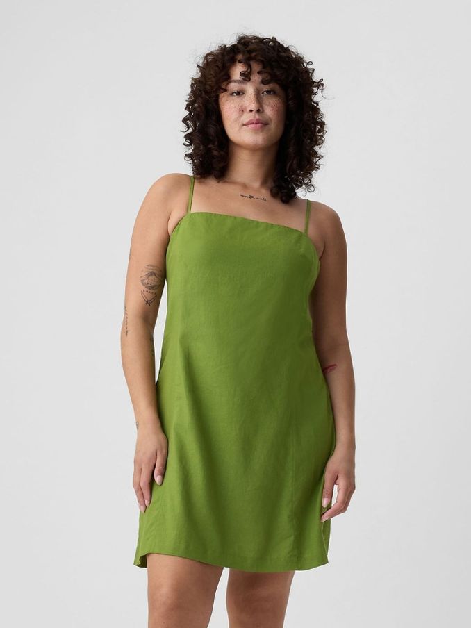 Green Linen-Blend Mini Dress (H58604) | £24
