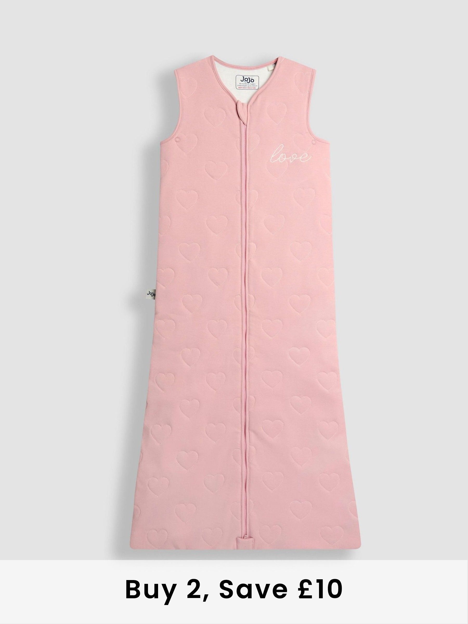 Pink Heart Quilted 2.5 Tog Toddler Sleeping Bag (H58739) | £35
