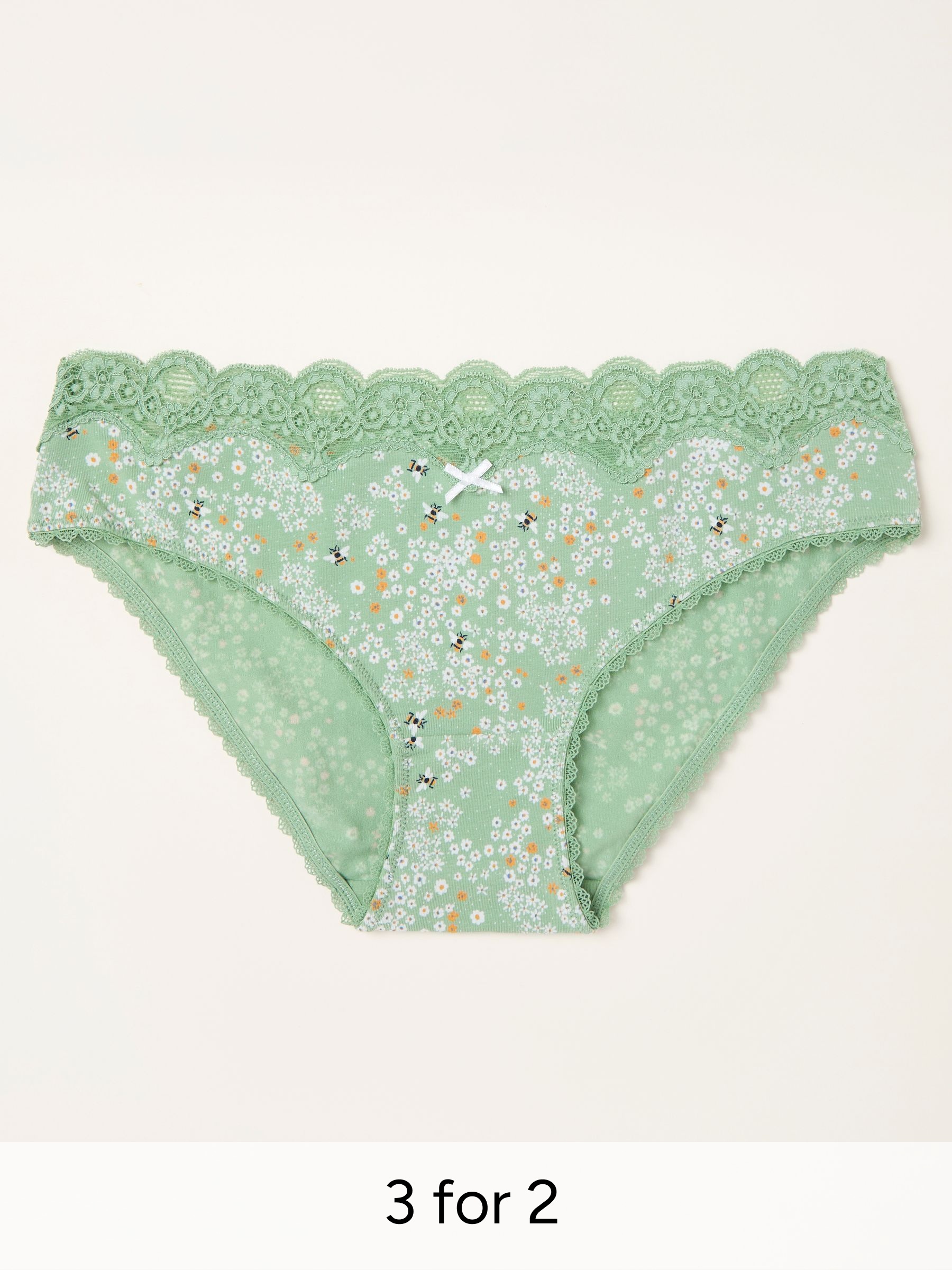Green Bee Floral Classic Knickers (H59225) | £9