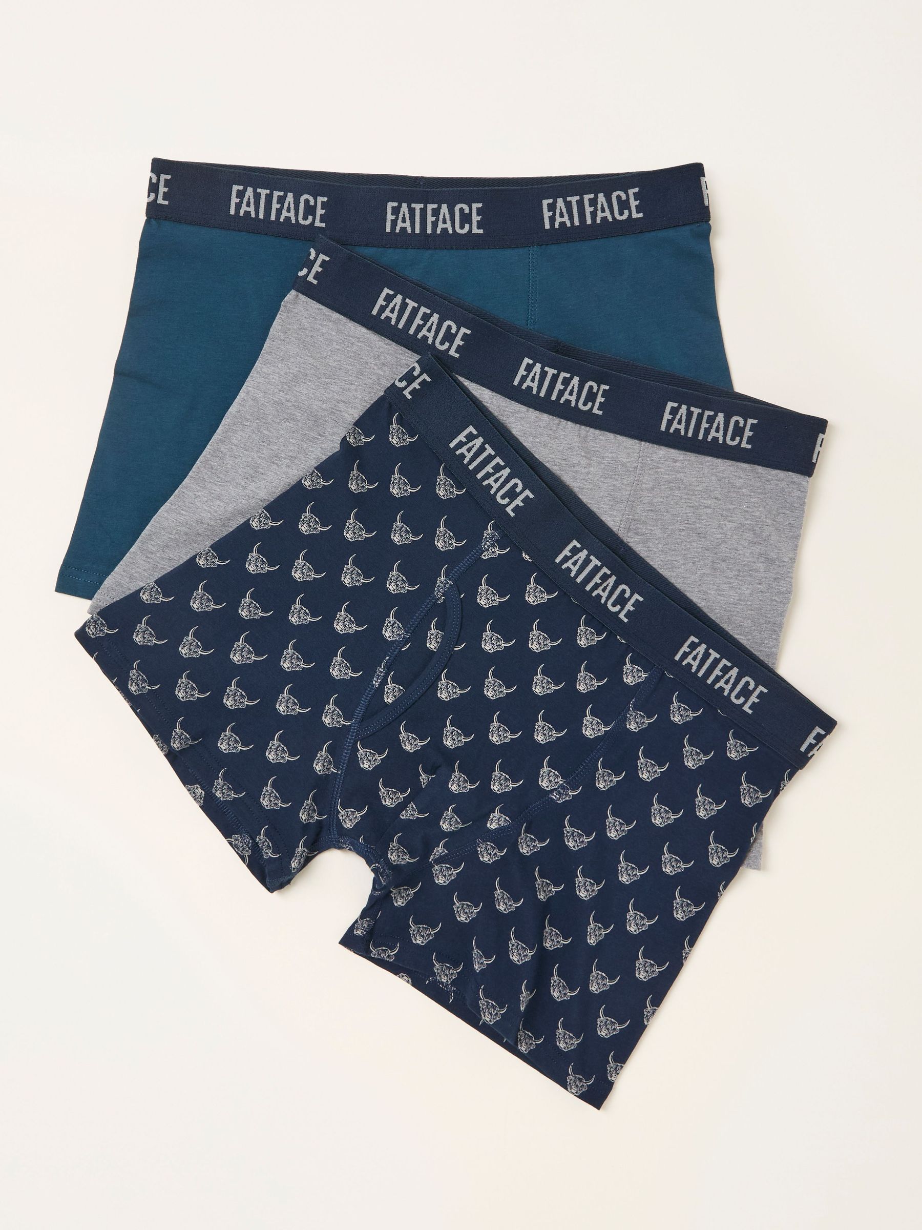 Navy 3 Pack Highland Cow Boxers (H59237) | £30