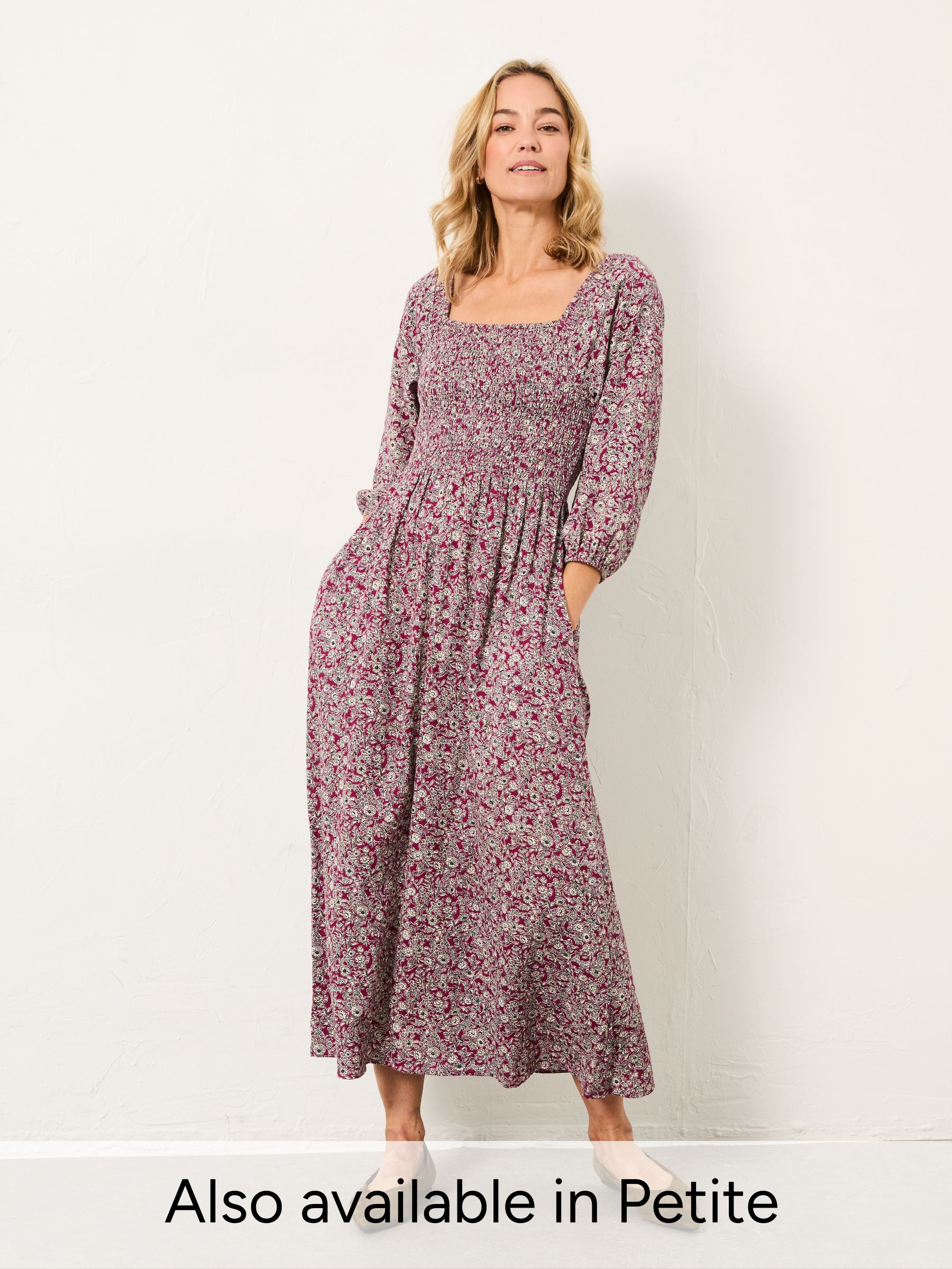 Adele Plum Purple 2 Tone Floral Regular Midi Dress (H59277) | £69