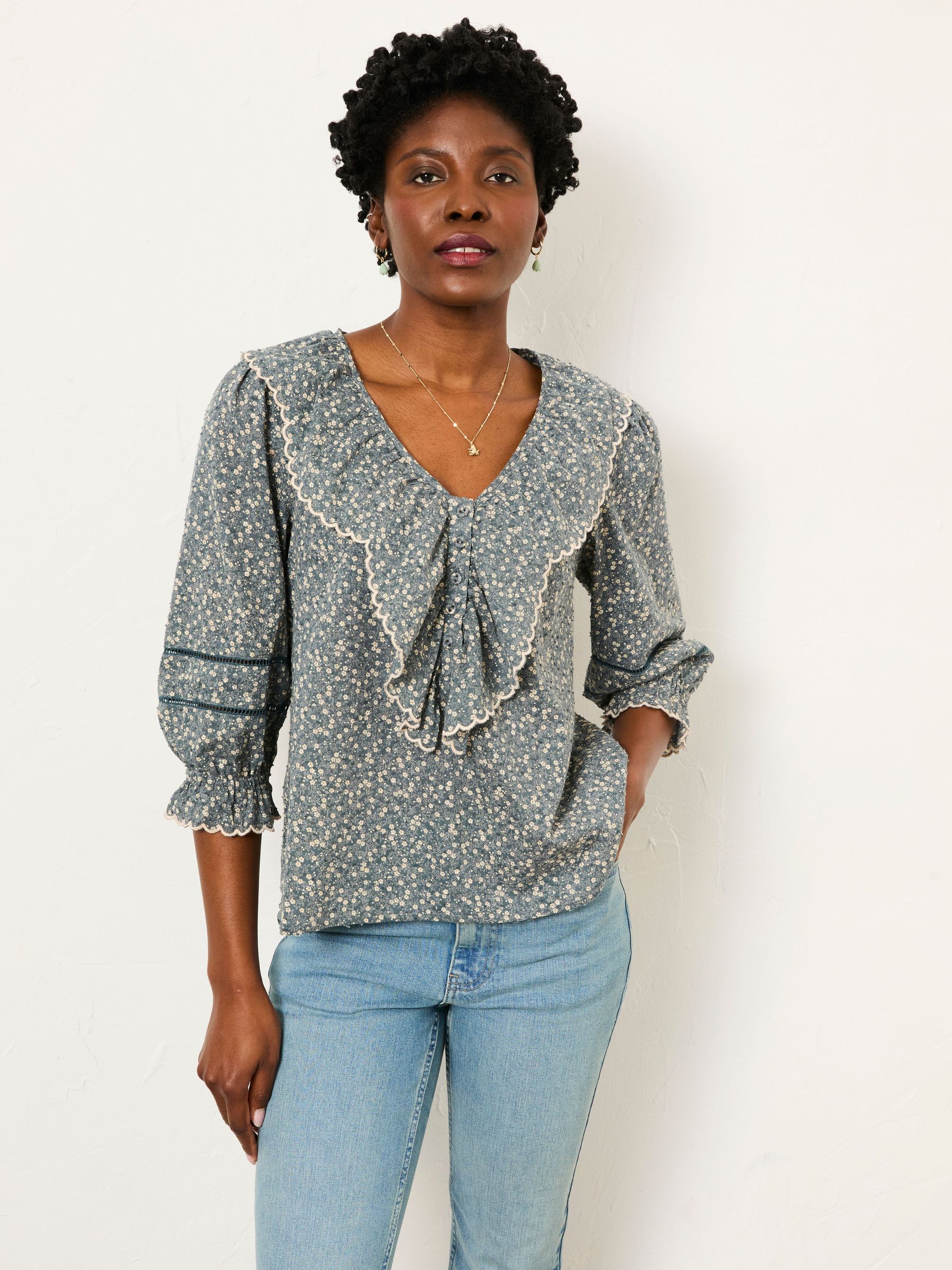 Carly Blue Ditsy Regular Blouse (H59307) | £49.50