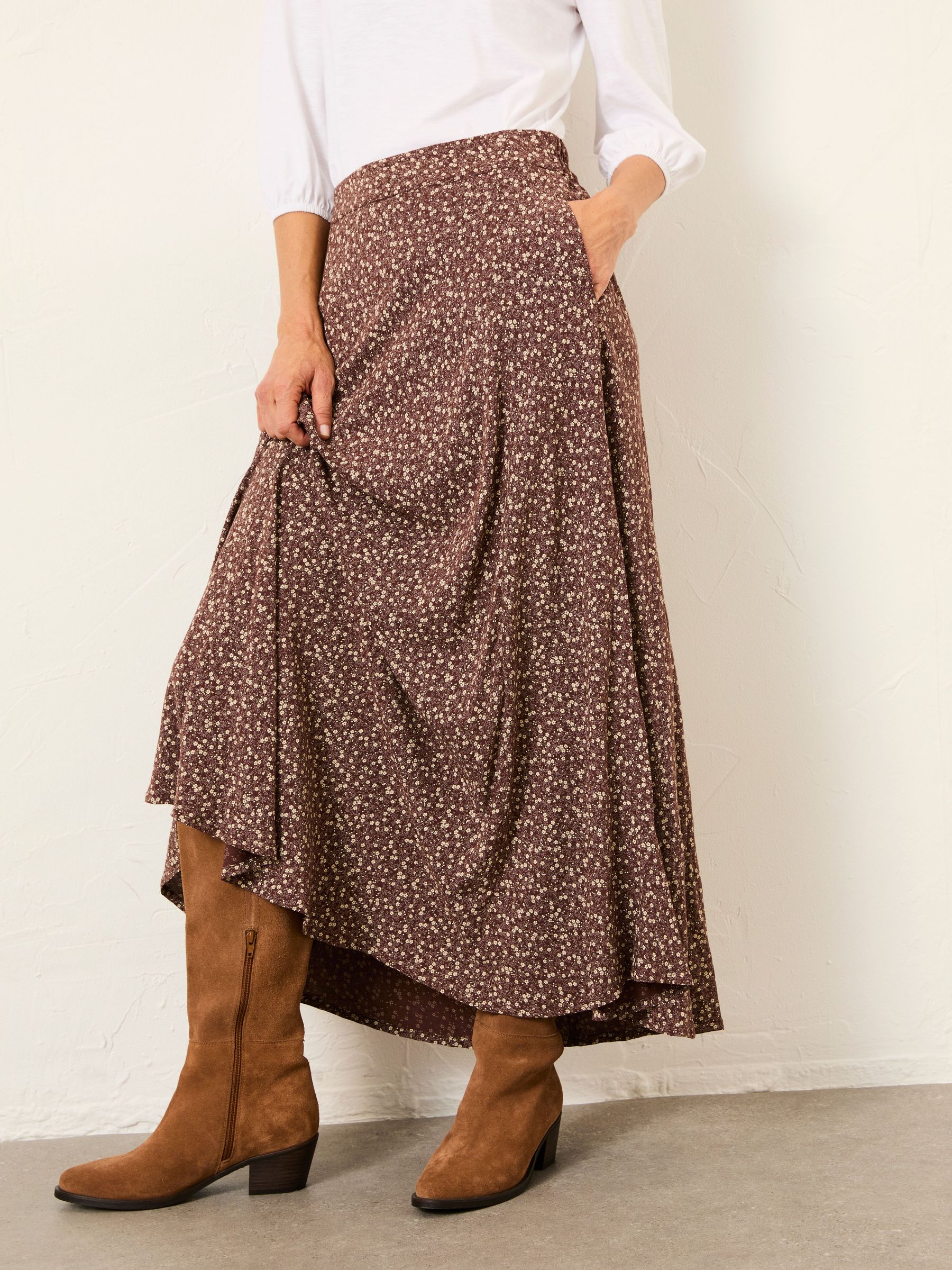 Sadie Brown Ditsy Midi Skirt (H59319) | £55